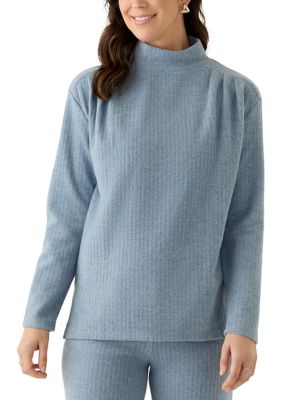 PHILOSOPHY BY REPUBLIC Women's Long Sleeve Side Ruched Brush Rib Top