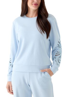 PHILOSOPHY BY REPUBLIC Women's Long Sleeve Lace Detail Crew Neck Sweatshirt