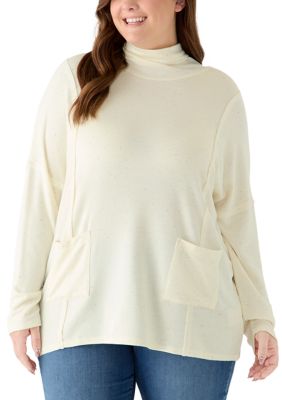 PHILOSOPHY BY REPUBLIC Women's Plus Size Scrunch Neck Confetti Knit Top