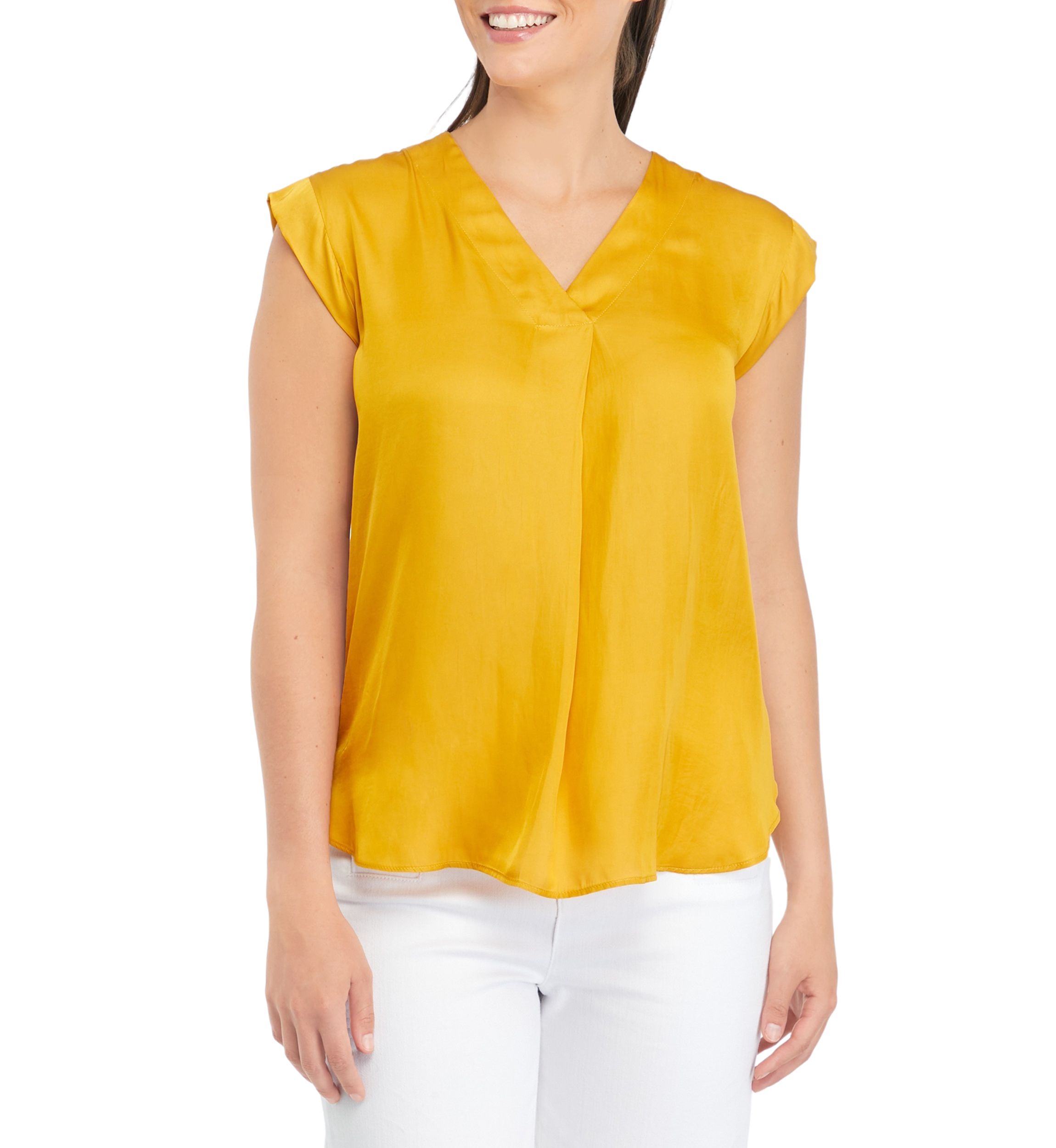 Womens Solid Split Neck Top