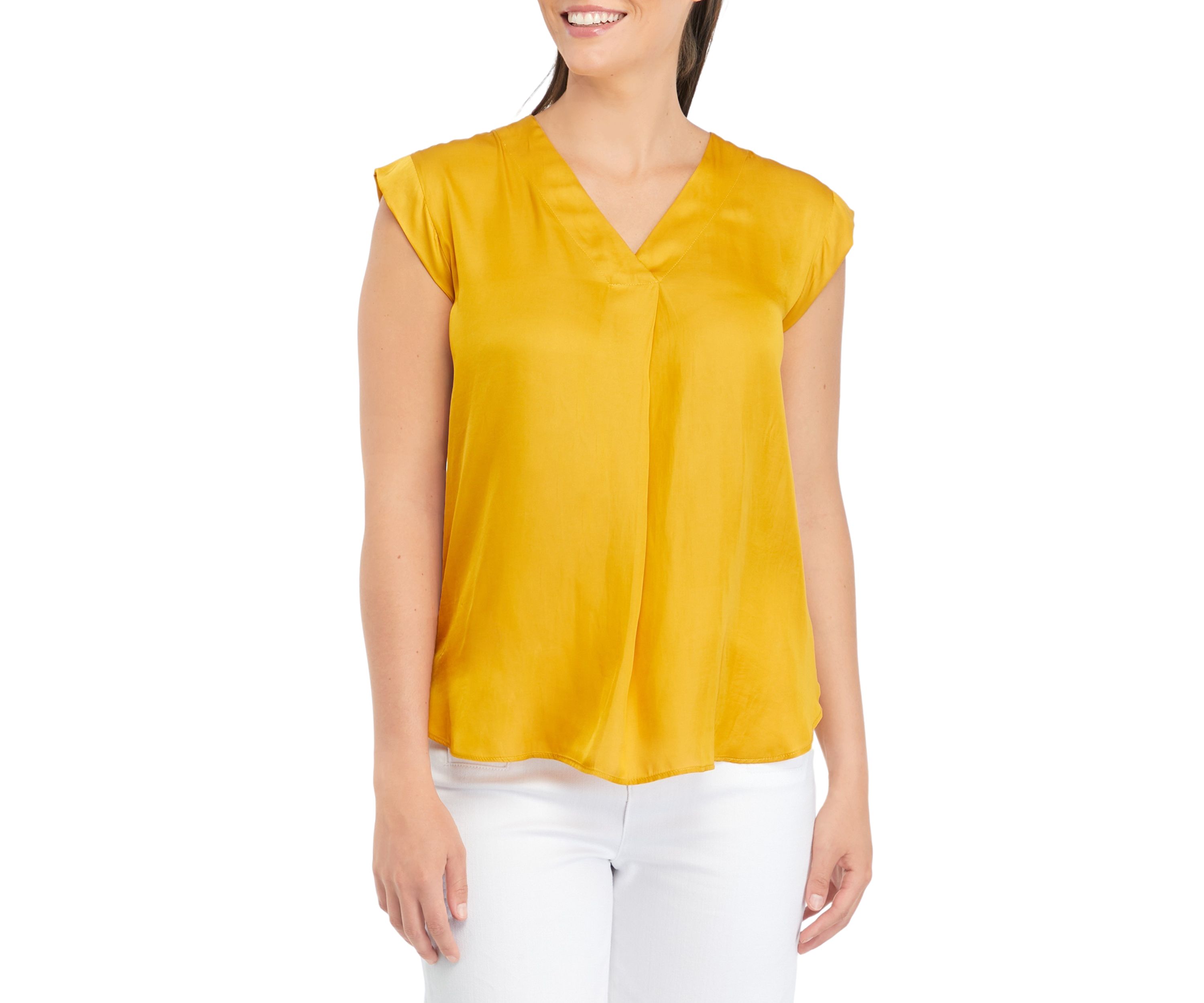 Womens Solid Split Neck Top