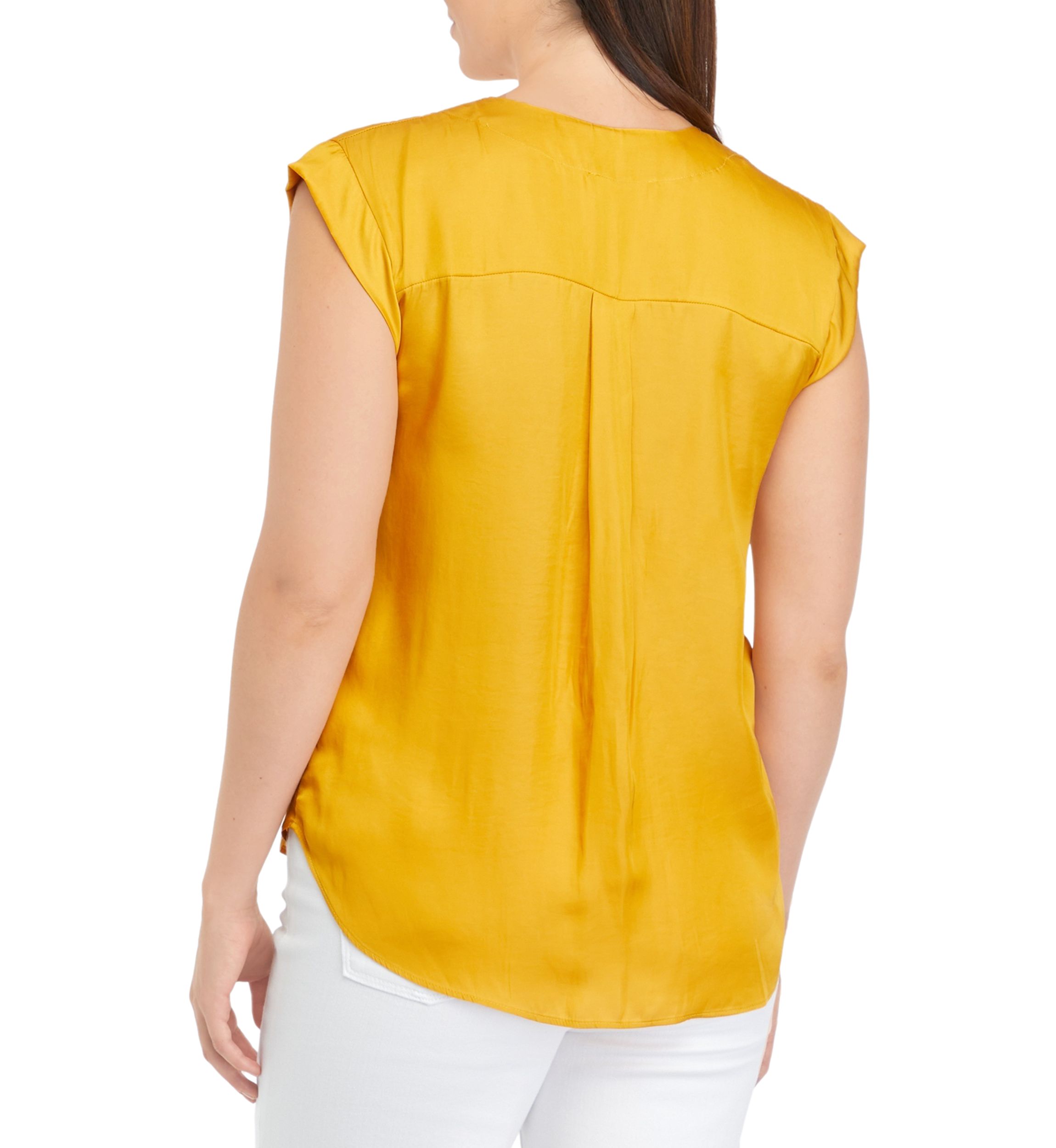Womens Solid Split Neck Top