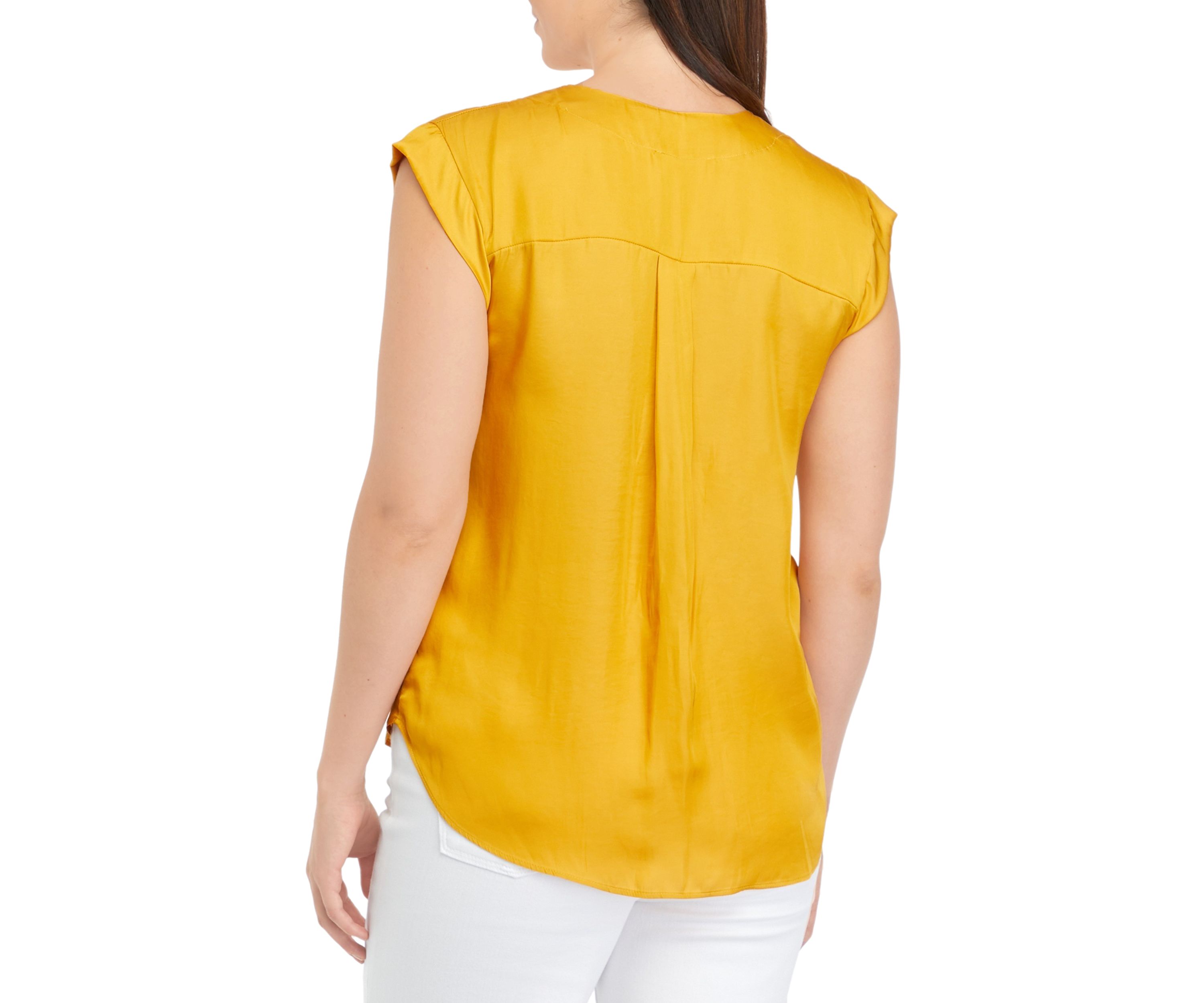 Womens Solid Split Neck Top