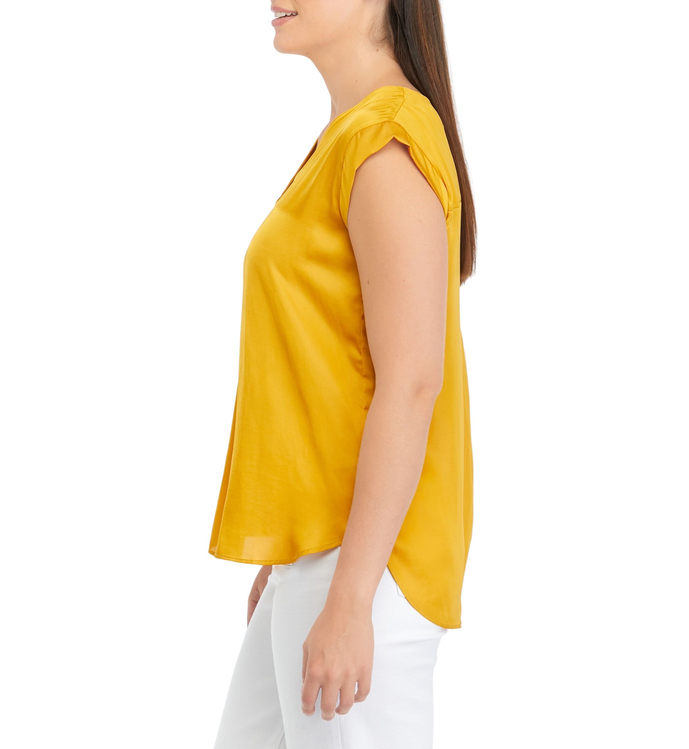Womens Solid Split Neck Top