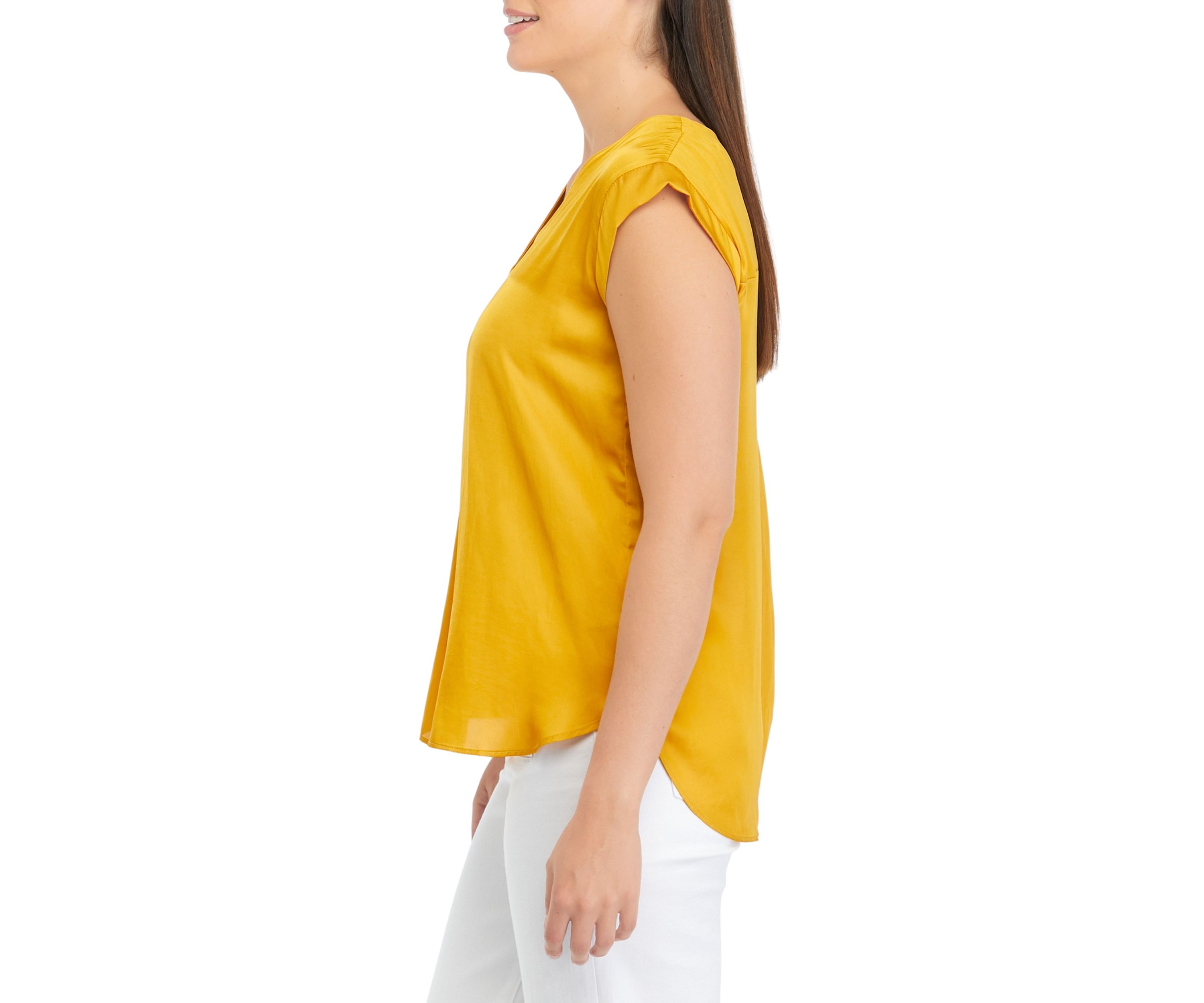 Womens Solid Split Neck Top