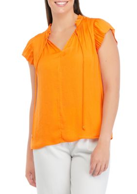 PHILOSOPHY BY REPUBLIC Women's Tie Neck Top, Medium