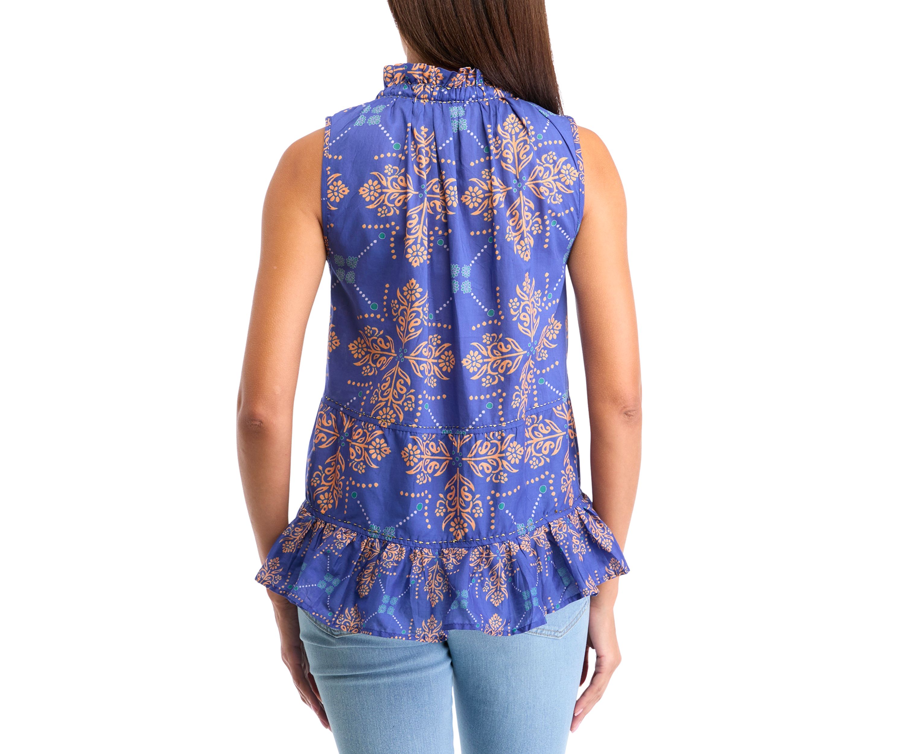Womens Sleeveless Split Neck Top 