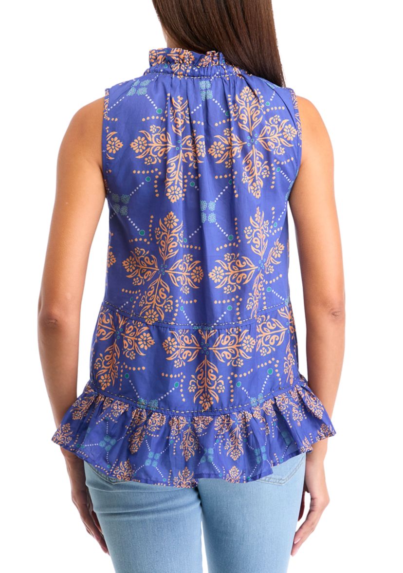 Womens Sleeveless Split Neck Top 
