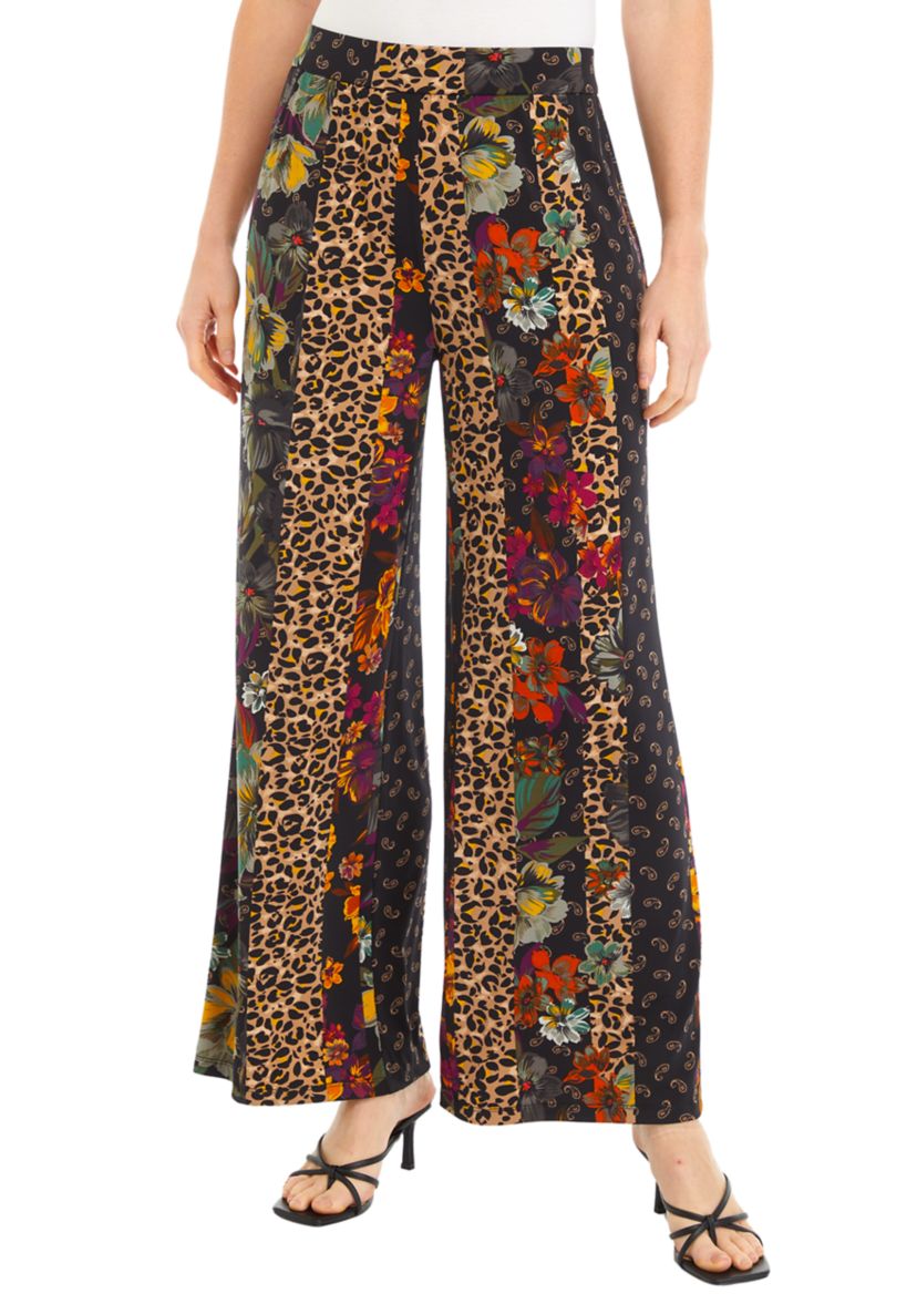 Womens Wide Leg Printed Pants
