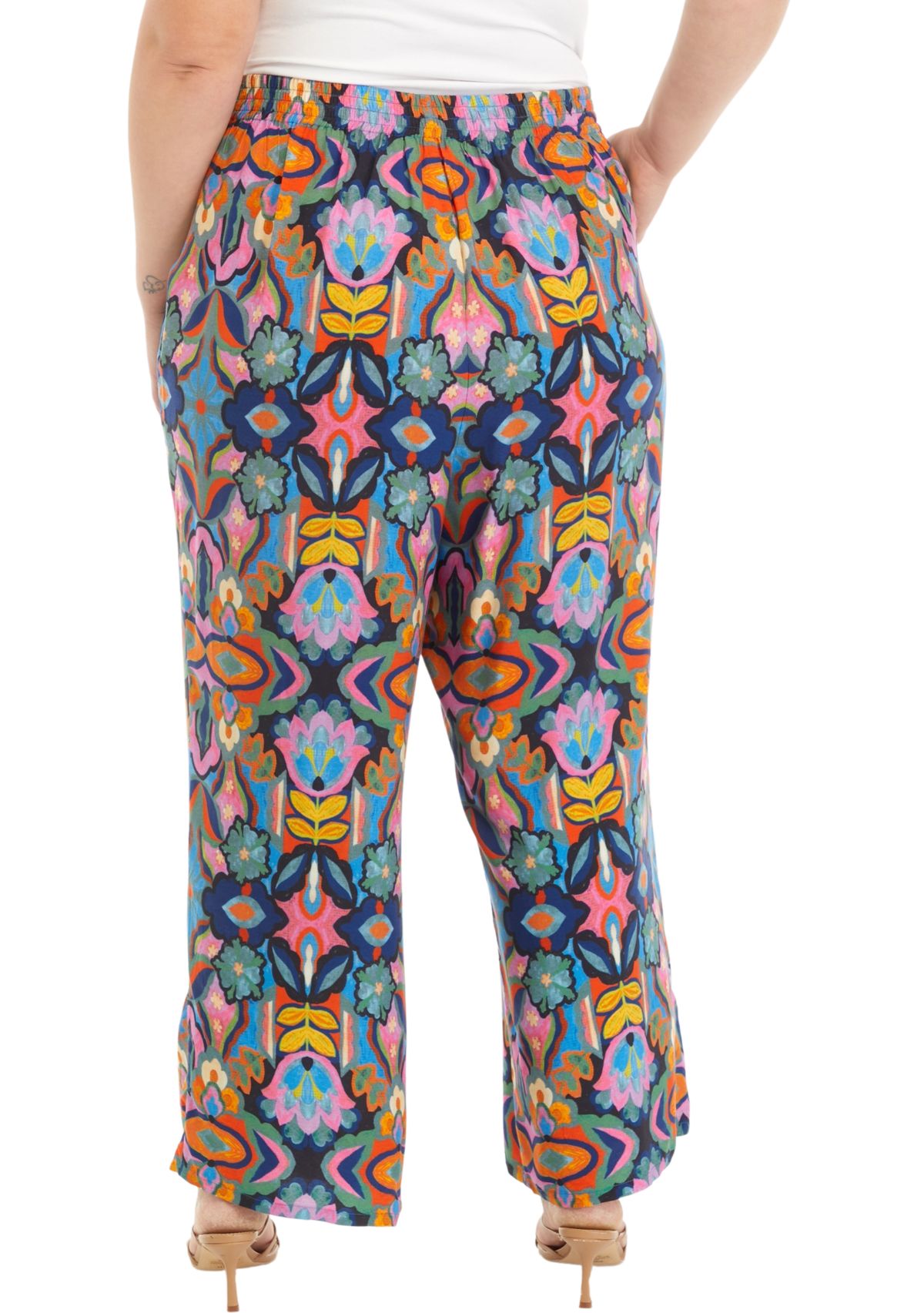 Plus Size Printed Wide Leg Pants