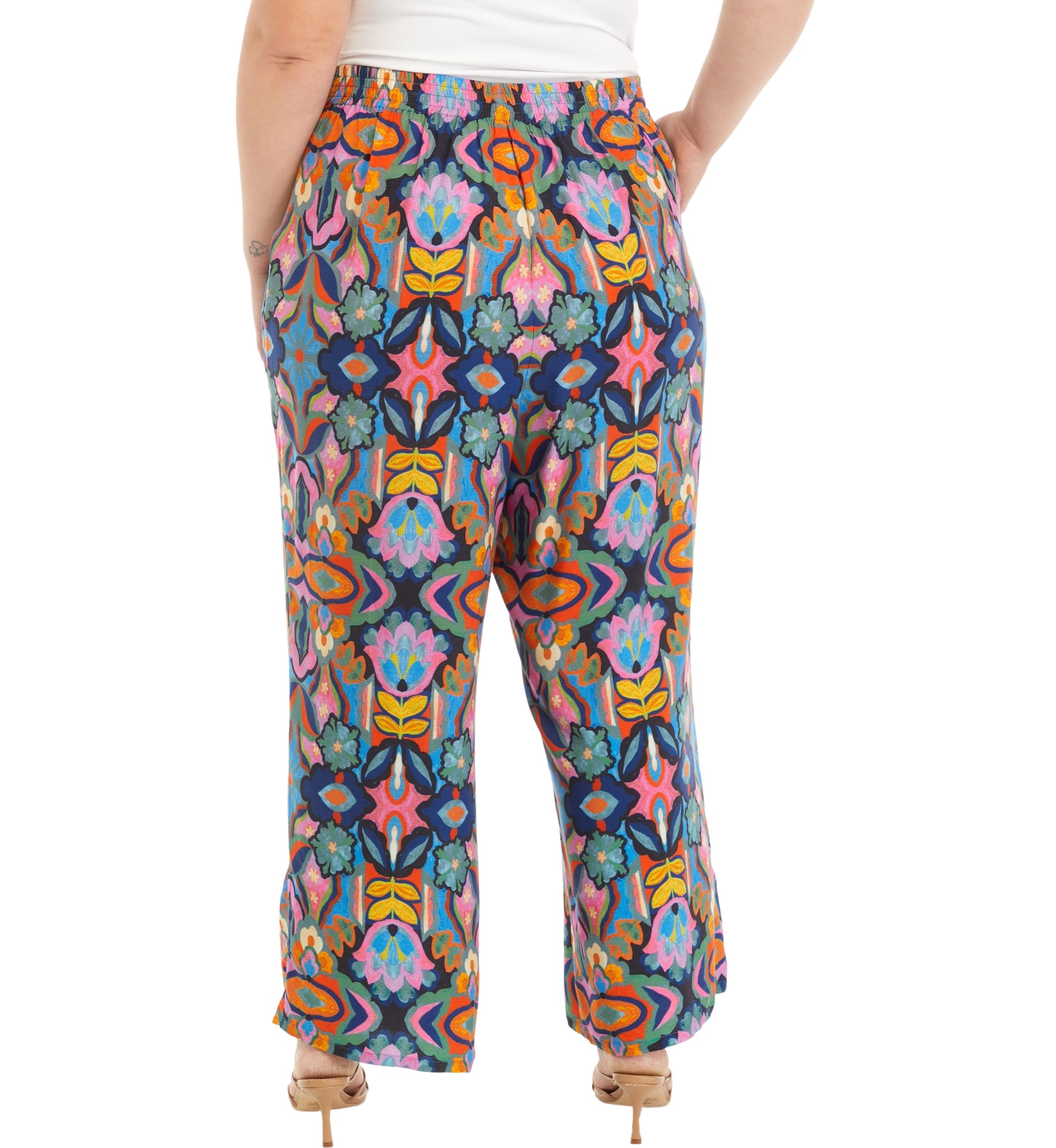 Plus Size Printed Wide Leg Pants