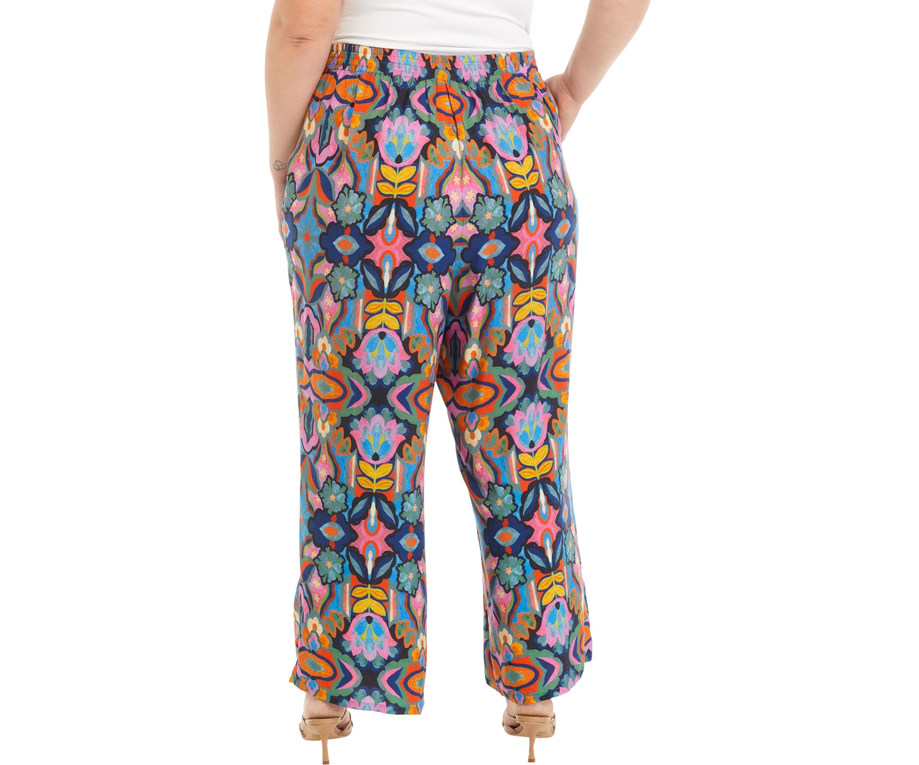 Plus Size Printed Wide Leg Pants