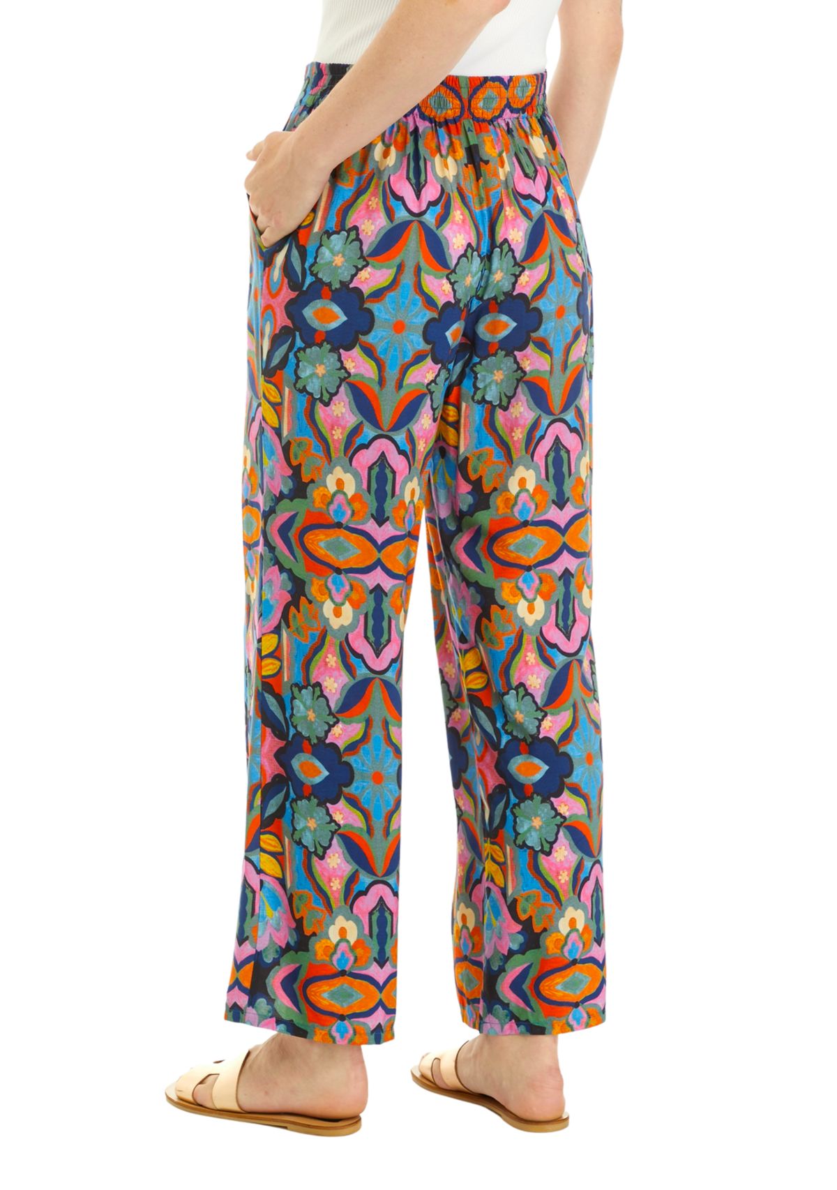 Womens Wide Leg Printed Pants