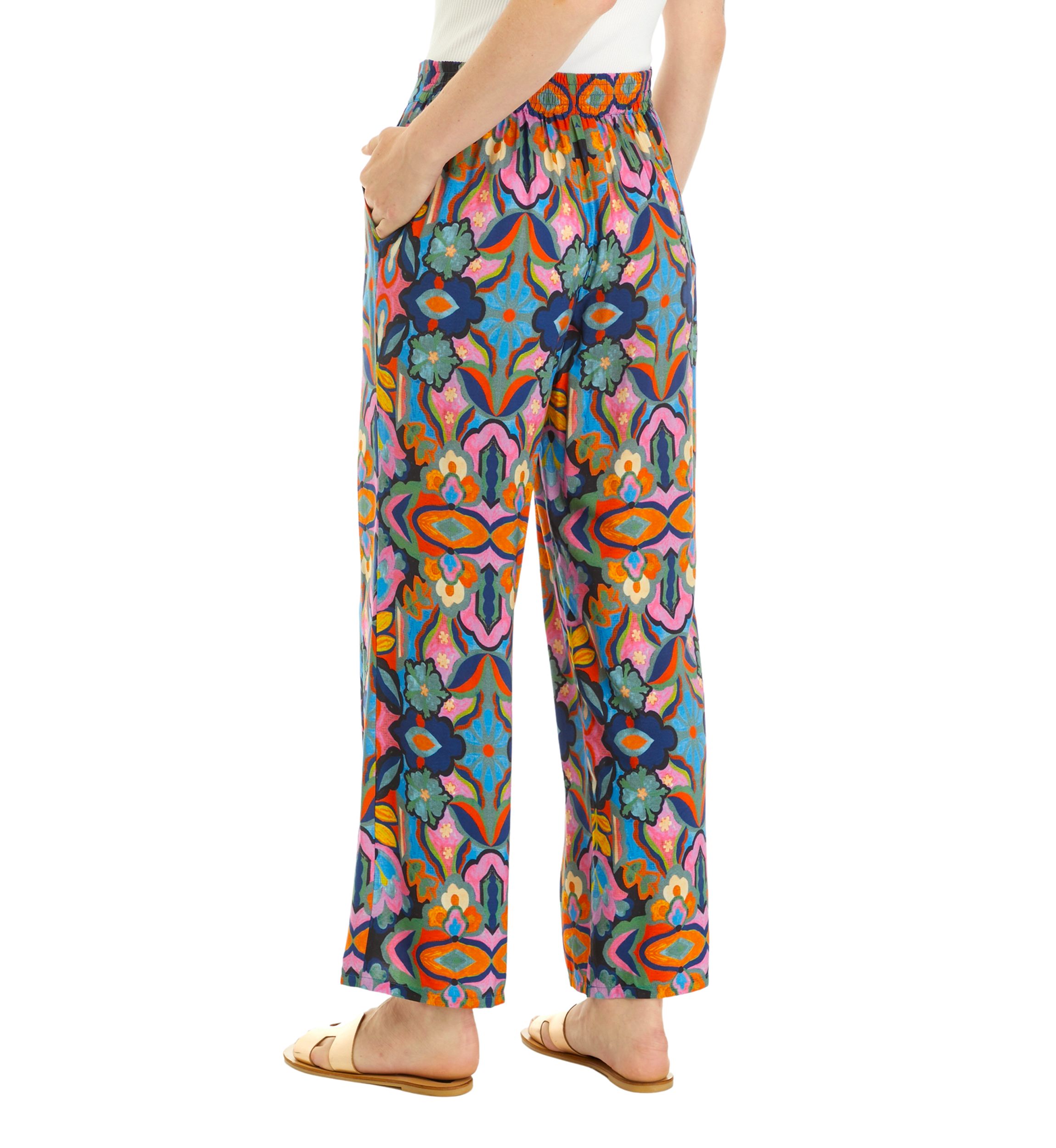 Womens Wide Leg Printed Pants