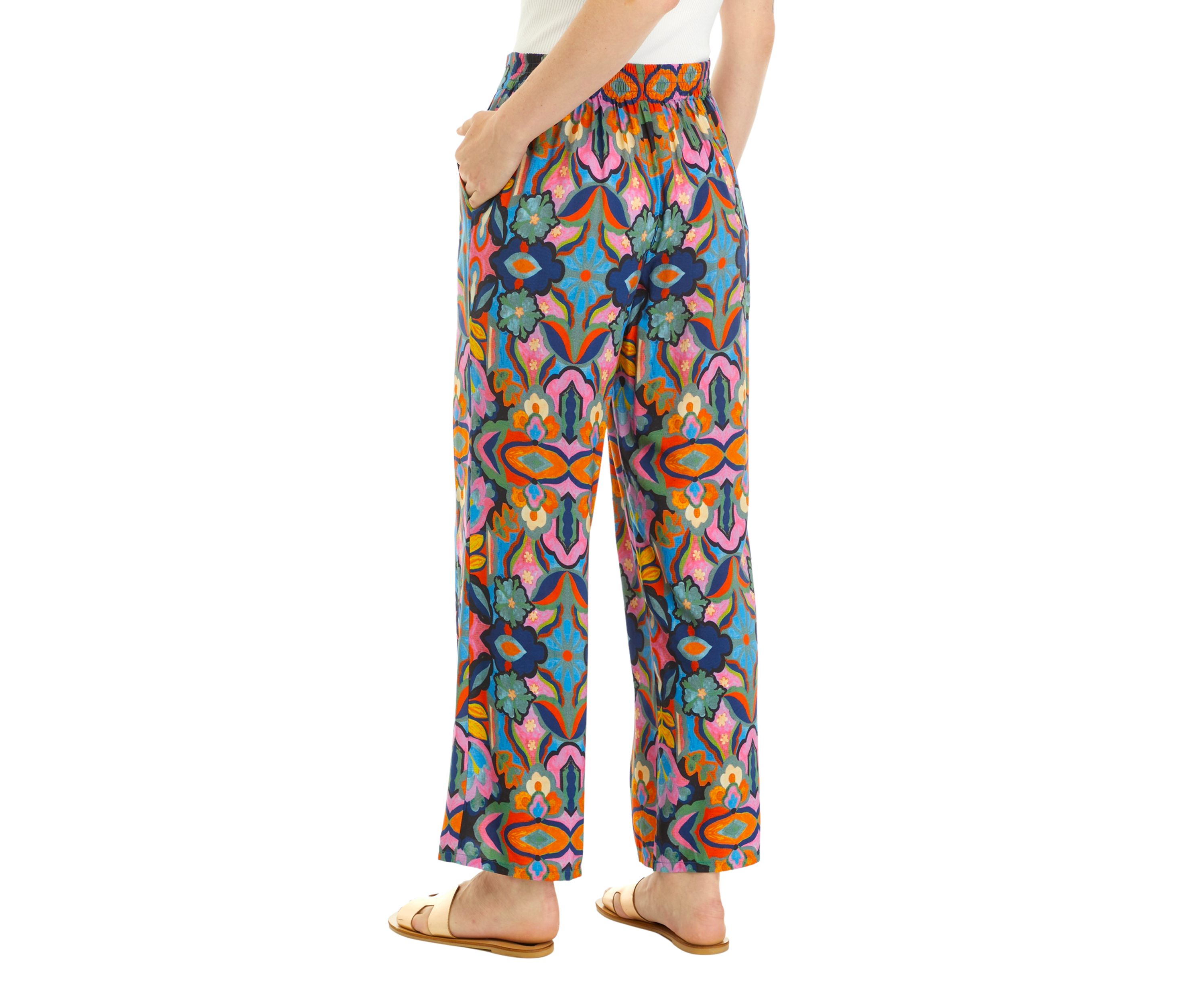 Womens Wide Leg Printed Pants