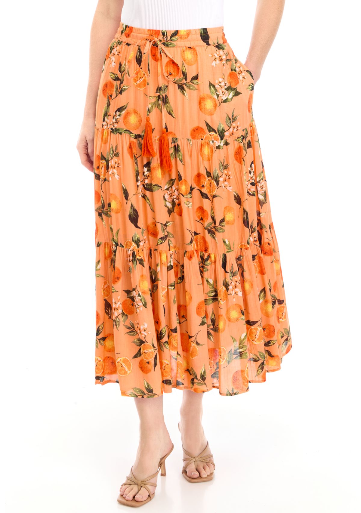 Womens Tiered Printed Skirt