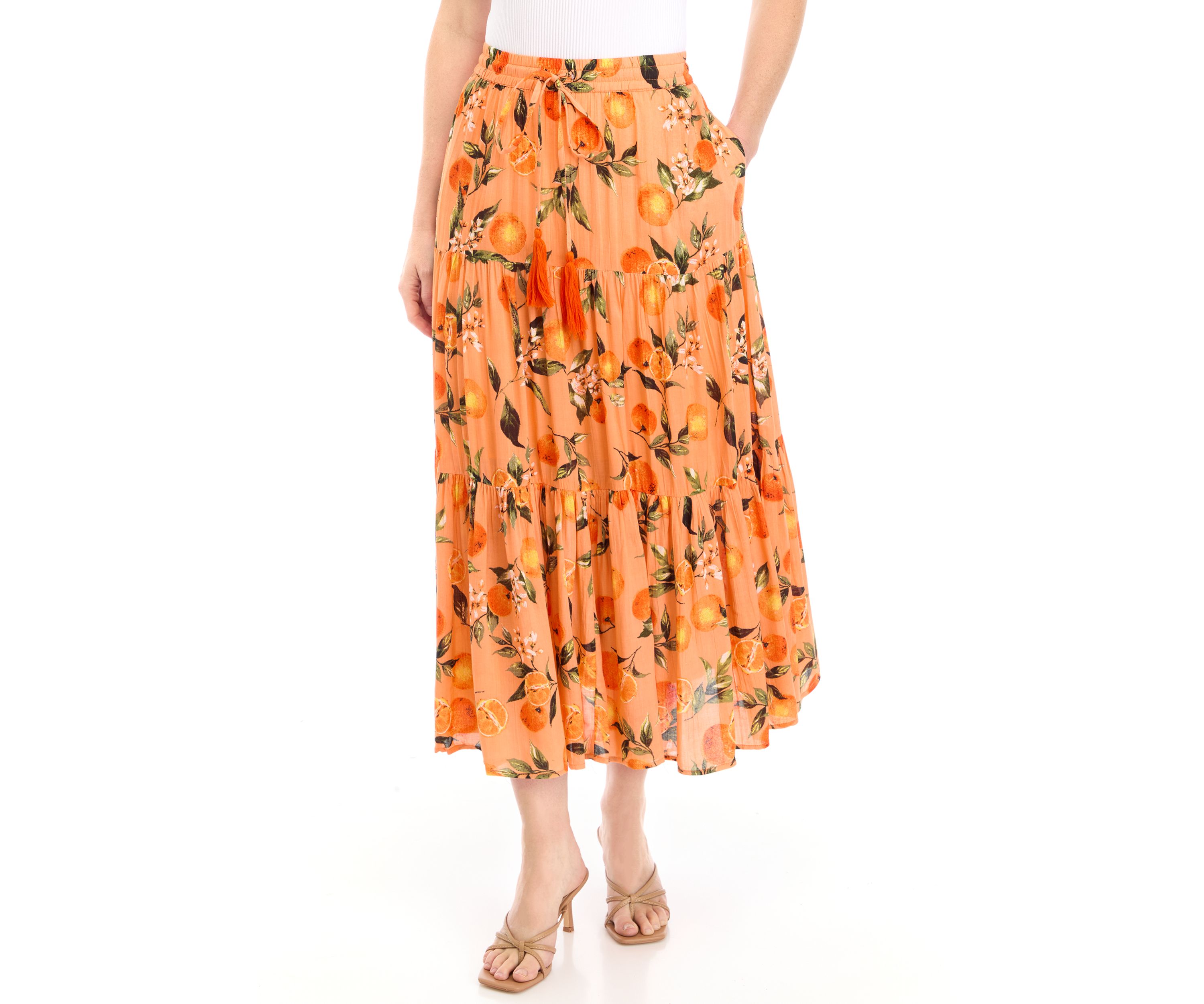 Womens Tiered Printed Skirt