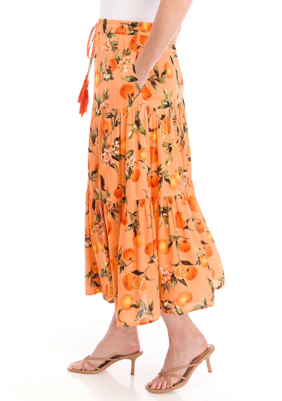 Womens Tiered Printed Skirt