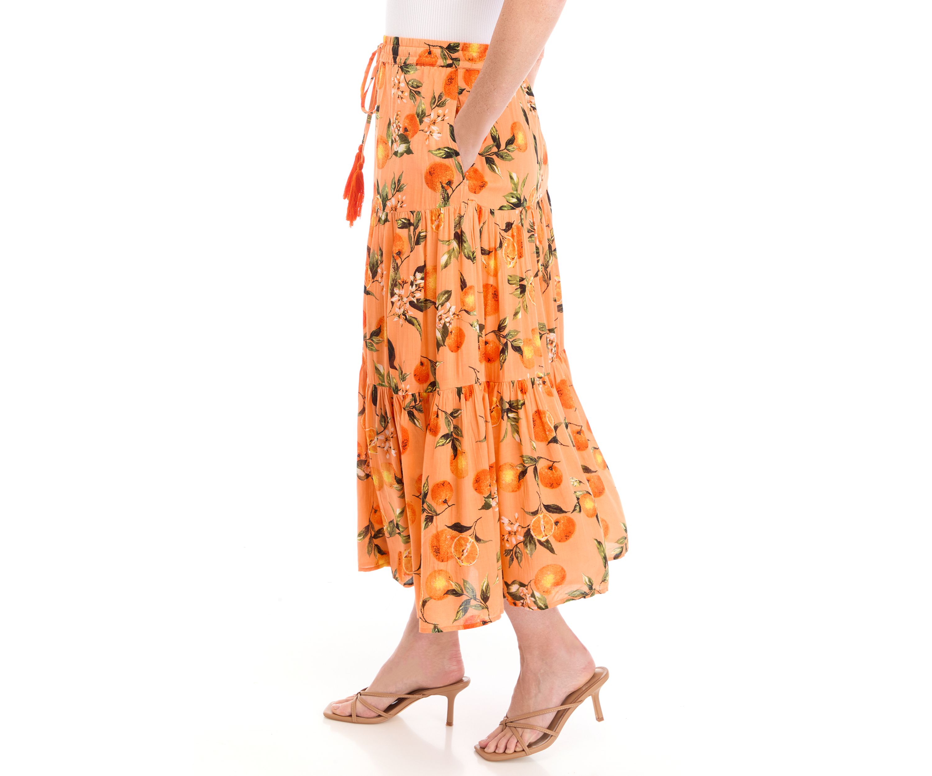 Womens Tiered Printed Skirt