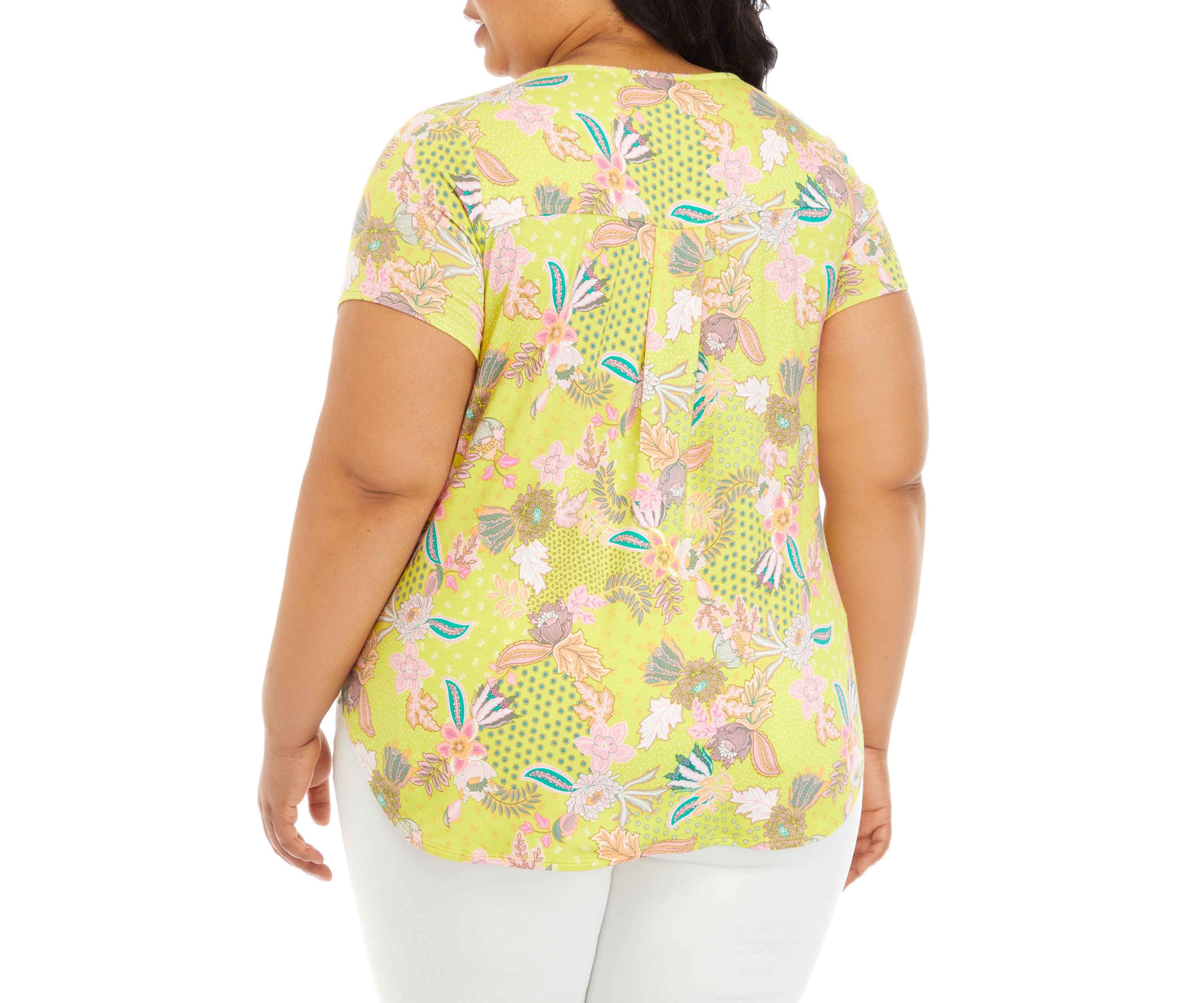 Plus Size Short Sleeve Crew Round Neck High-Low Shirt 