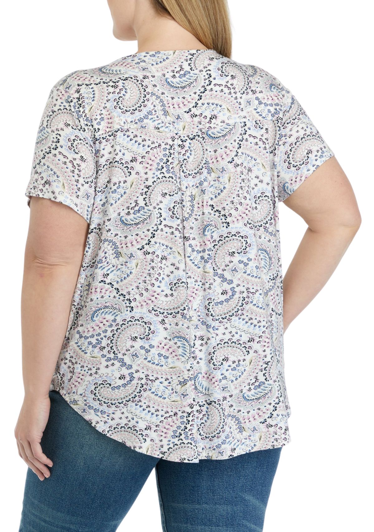 Plus Size Short Sleeve Crew Neck Hi Low Shirt