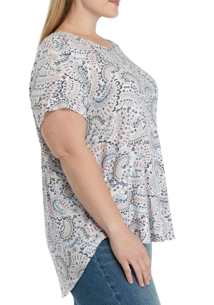 Plus Size Short Sleeve Crew Neck Hi Low Shirt