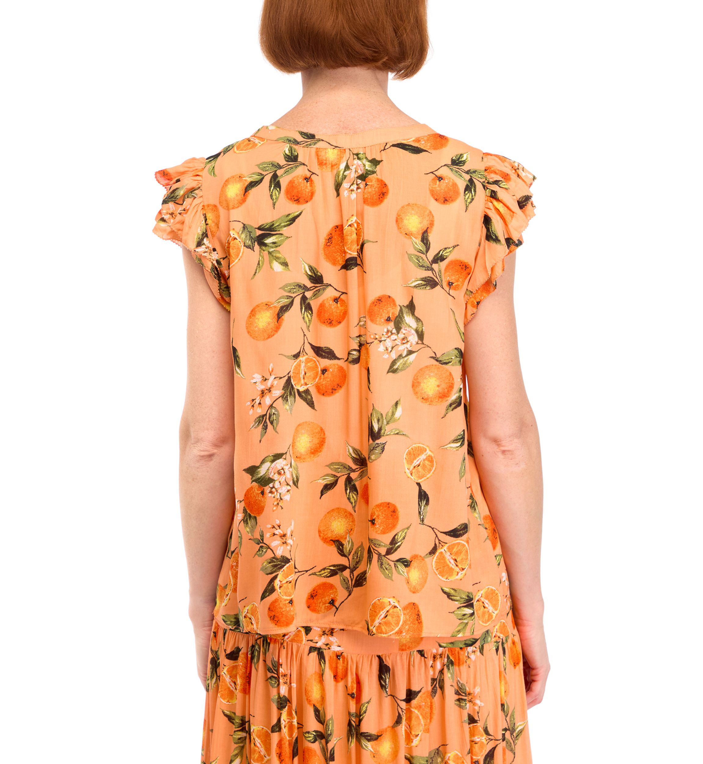 Womens Printed Flutter Sleeve Top