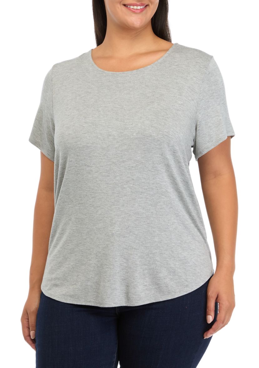 Plus Size Short Sleeve High Low T-Shirt 
