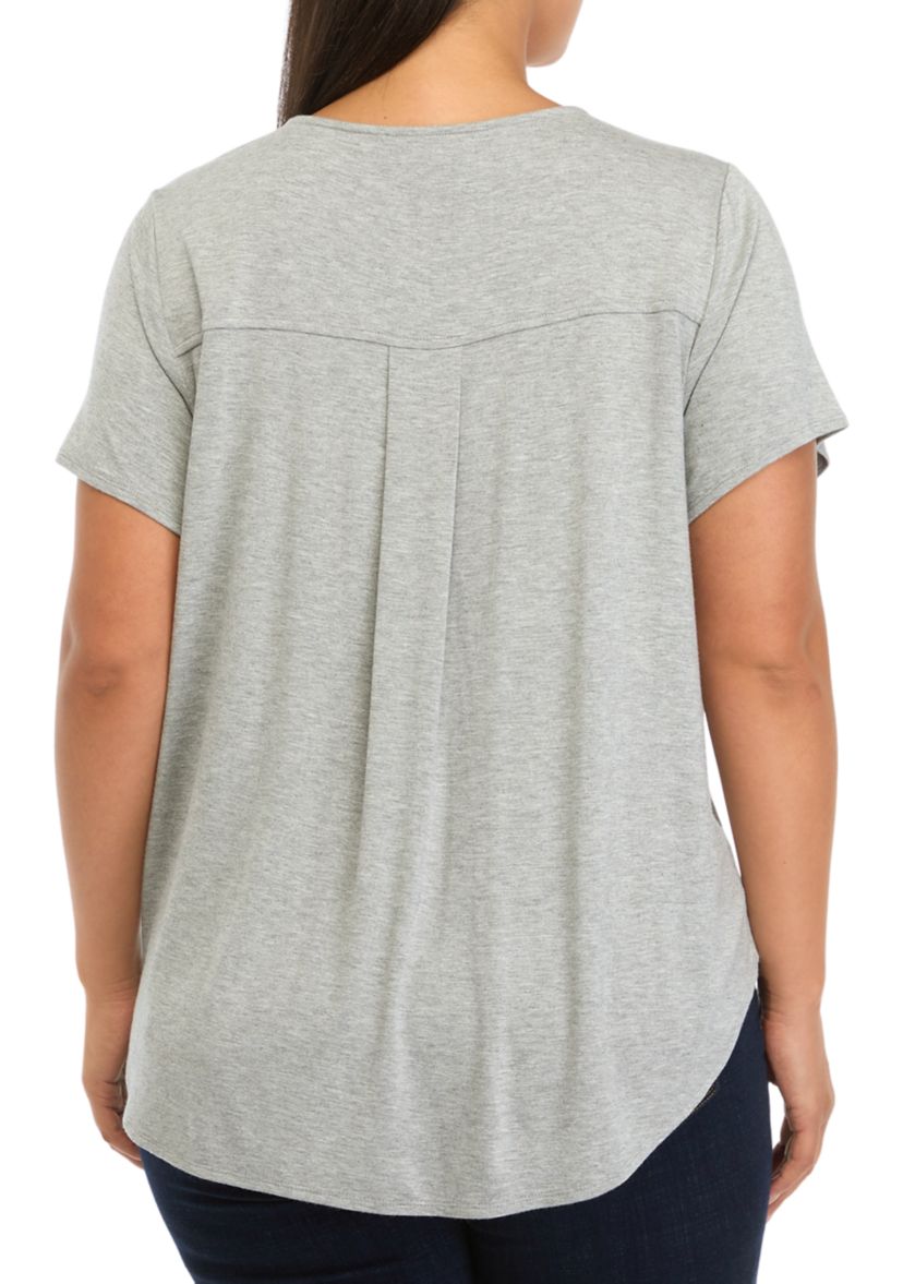 Plus Size Short Sleeve High Low T-Shirt 