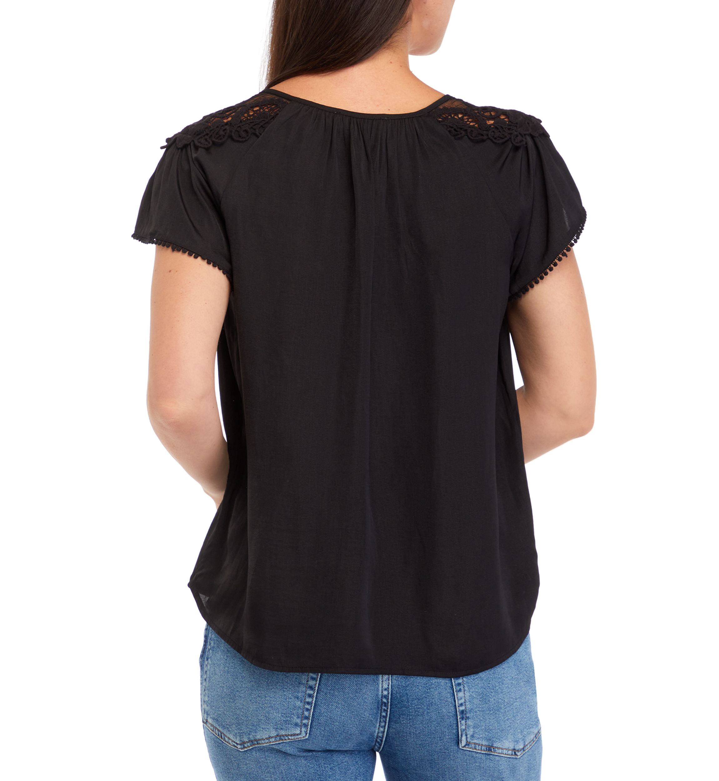 Womens Short Lace Sleeve Blouse 