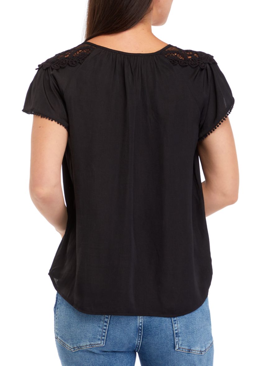 Womens Short Lace Sleeve Blouse 