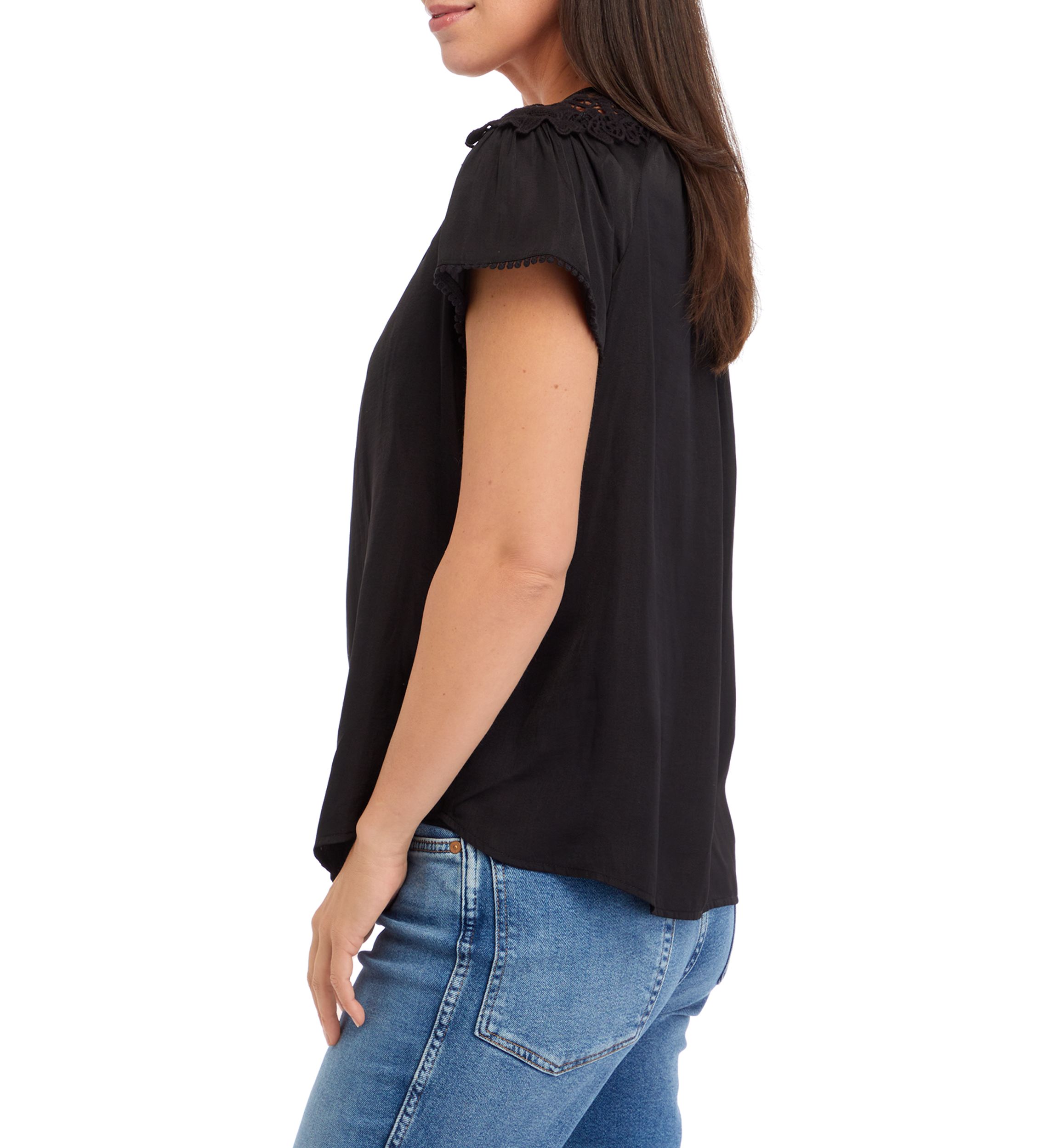 Womens Short Lace Sleeve Blouse 