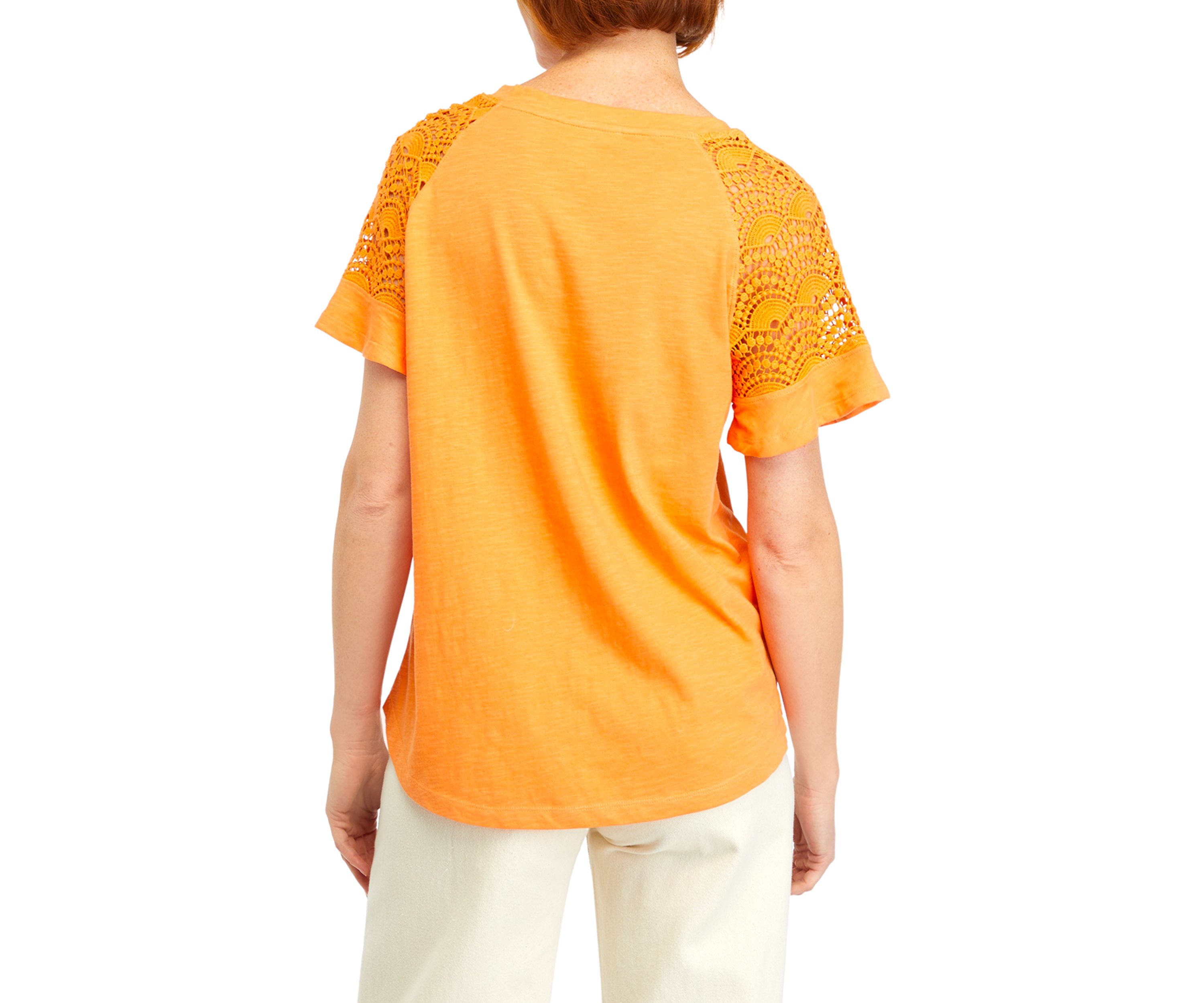 Womens Short Sleeve Lace V-Neck Top 