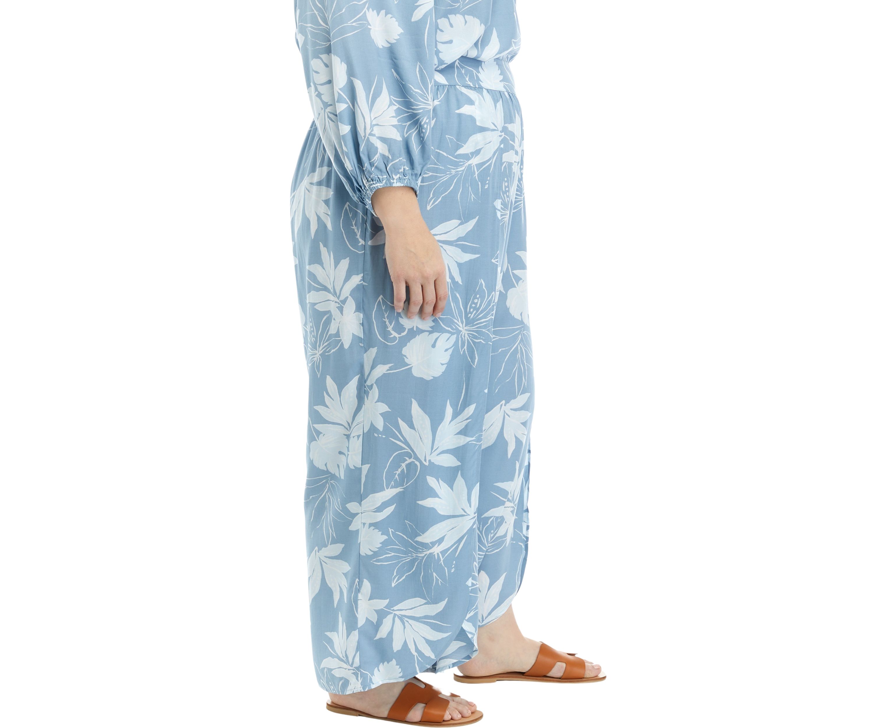 Plus Size Pull On Pants with Open Front Slit 