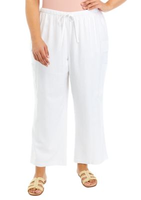 PHILOSOPHY BY REPUBLIC Women's Plus Size Pull On Linen Cargo Pants