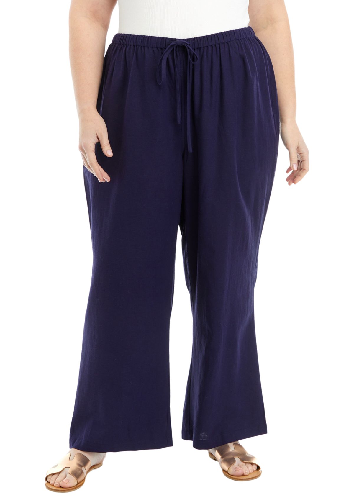 Plus Size Pull On Linen Pants