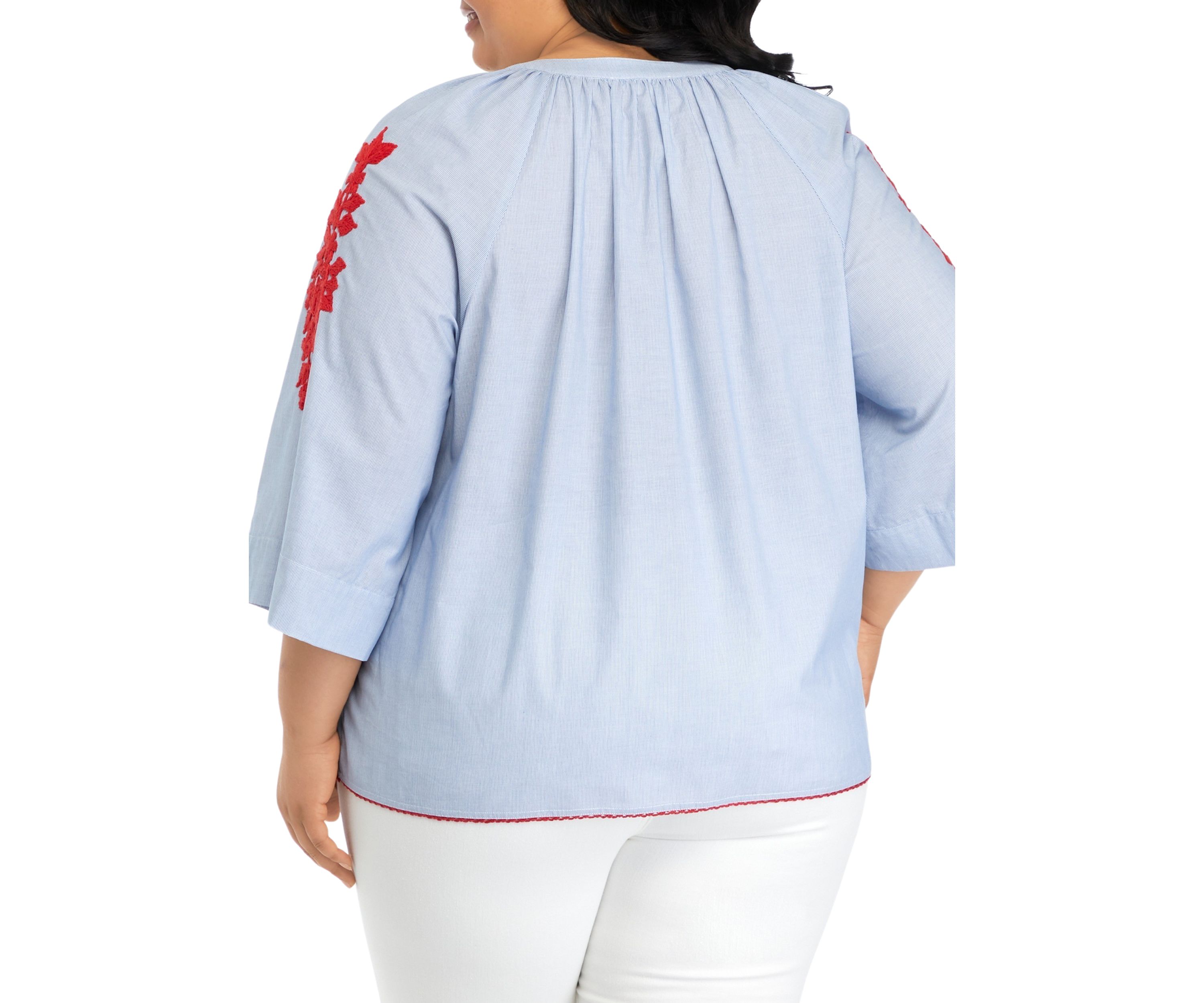 Plus Size Embroidered Peasant Top
