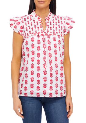 PHILOSOPHY BY REPUBLIC Women's Flutter Sleeve Floral Top, Small