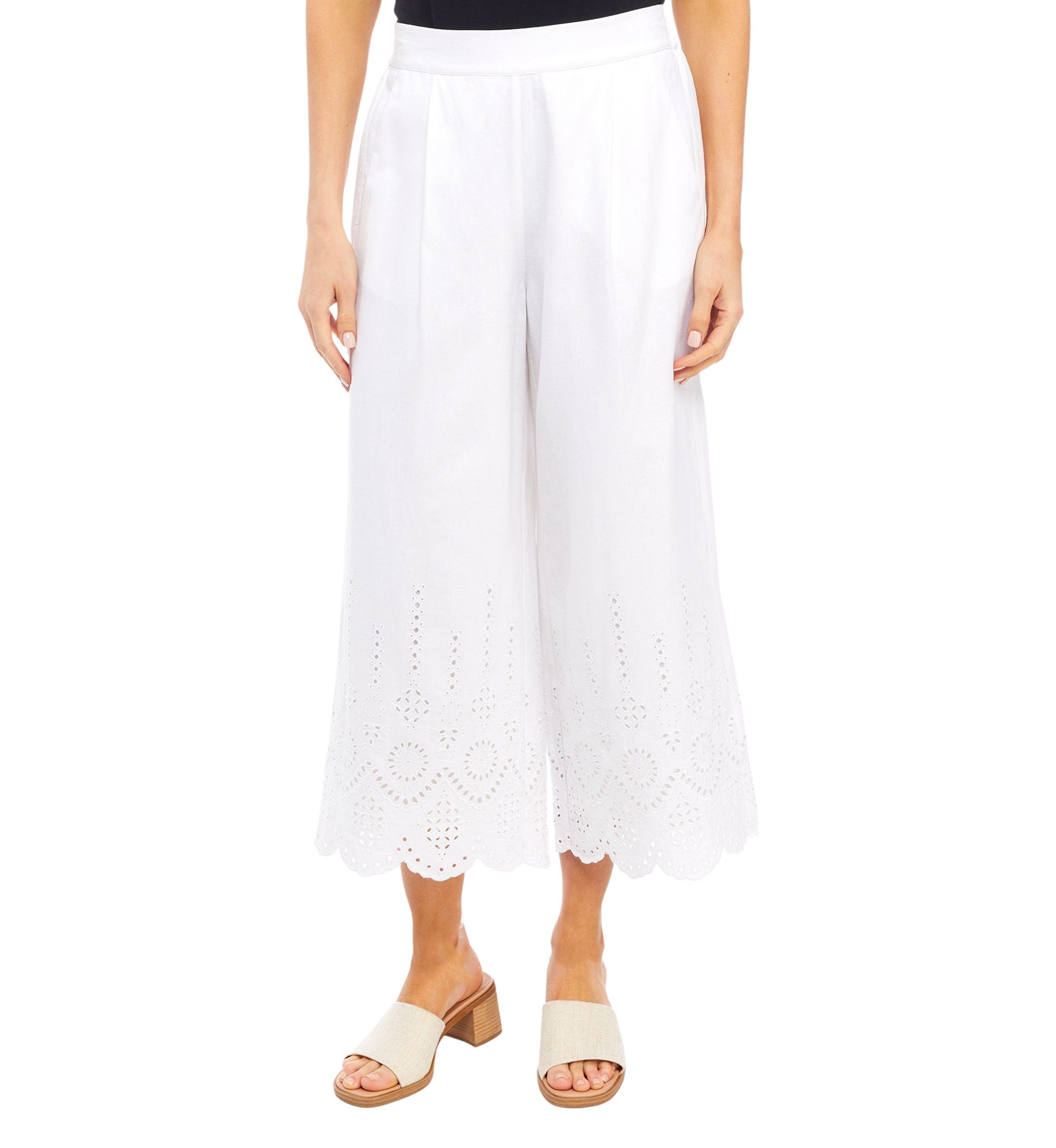 Womens Scallop Hem Wide Leg Pants