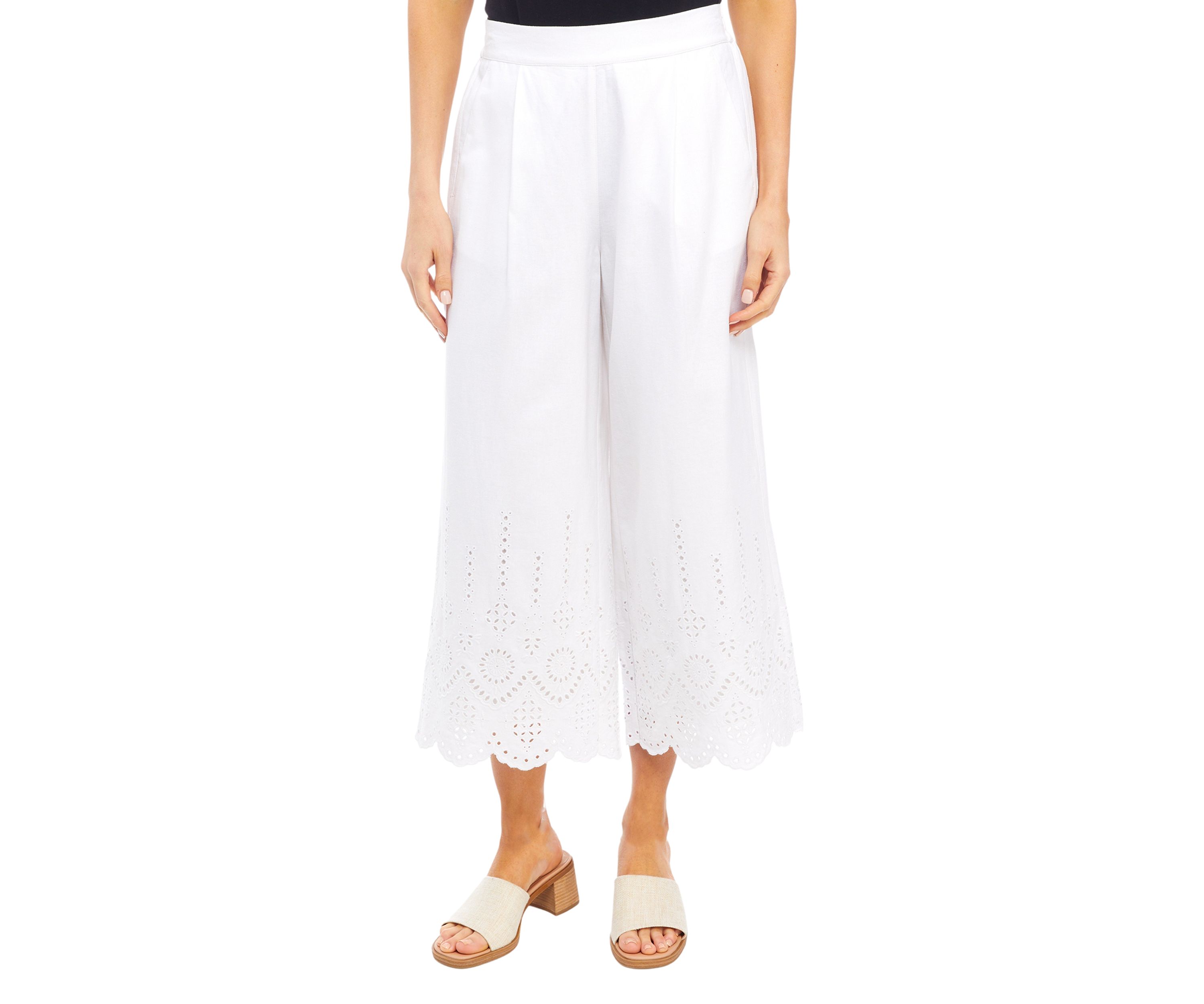 Womens Scallop Hem Wide Leg Pants