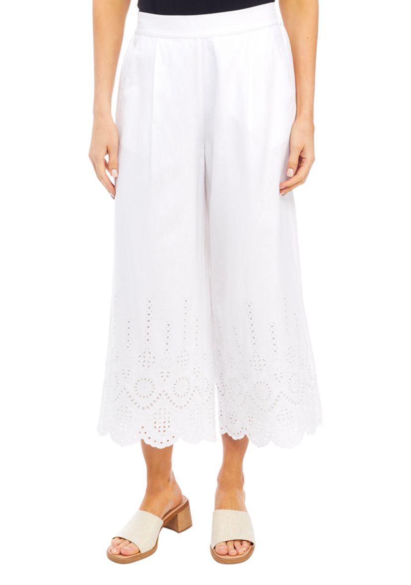 Womens Scallop Hem Wide Leg Pants