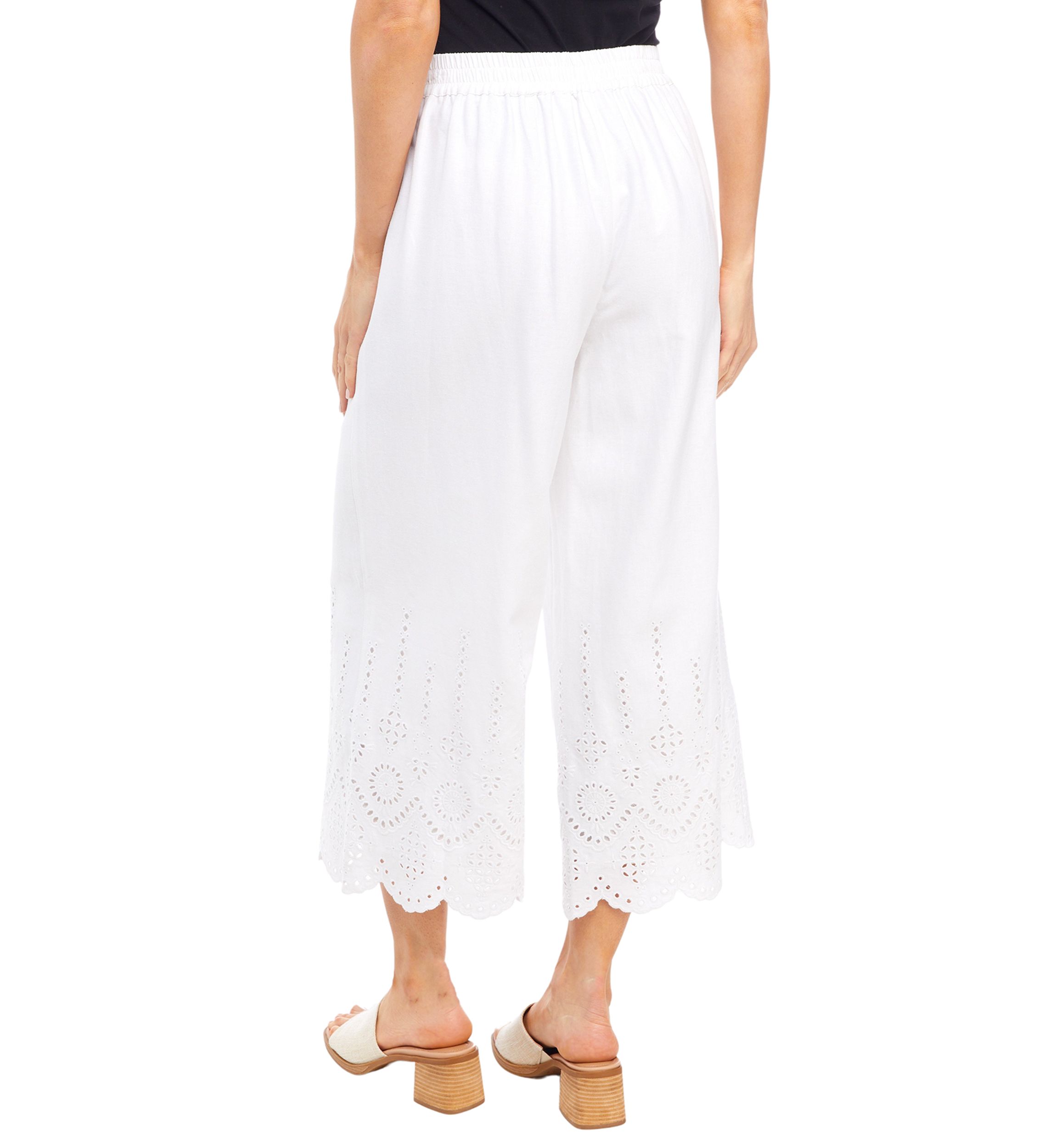 Womens Scallop Hem Wide Leg Pants