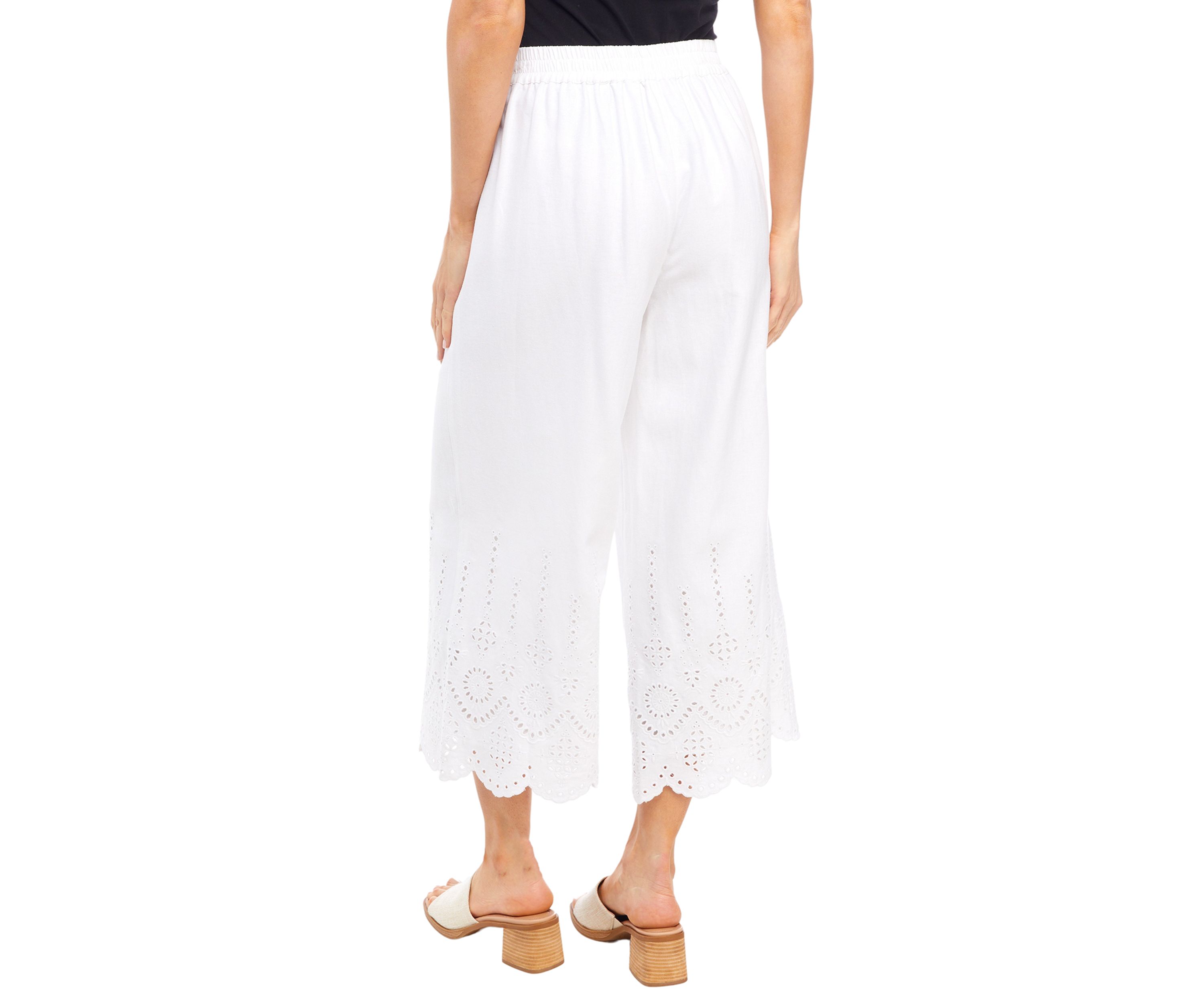 Womens Scallop Hem Wide Leg Pants