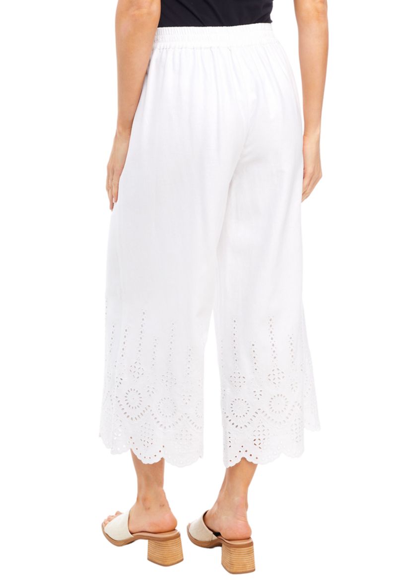Womens Scallop Hem Wide Leg Pants