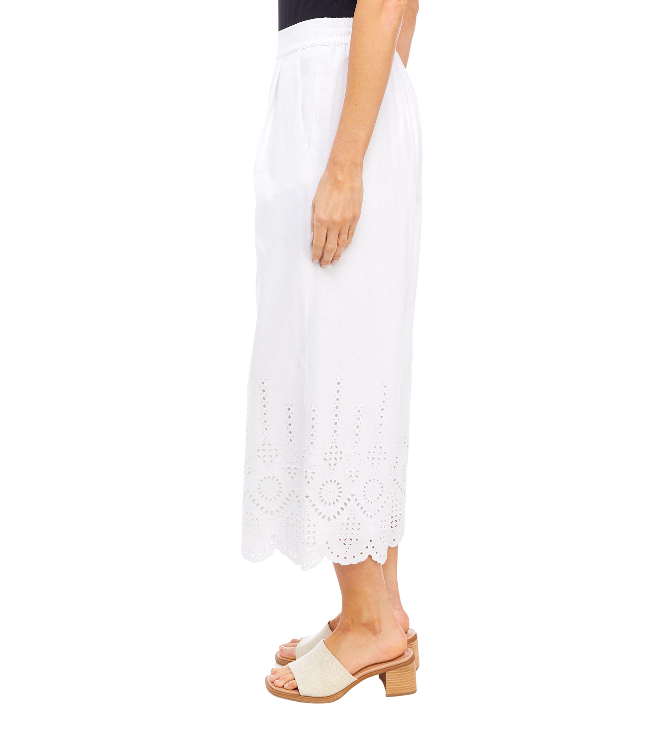 Womens Scallop Hem Wide Leg Pants
