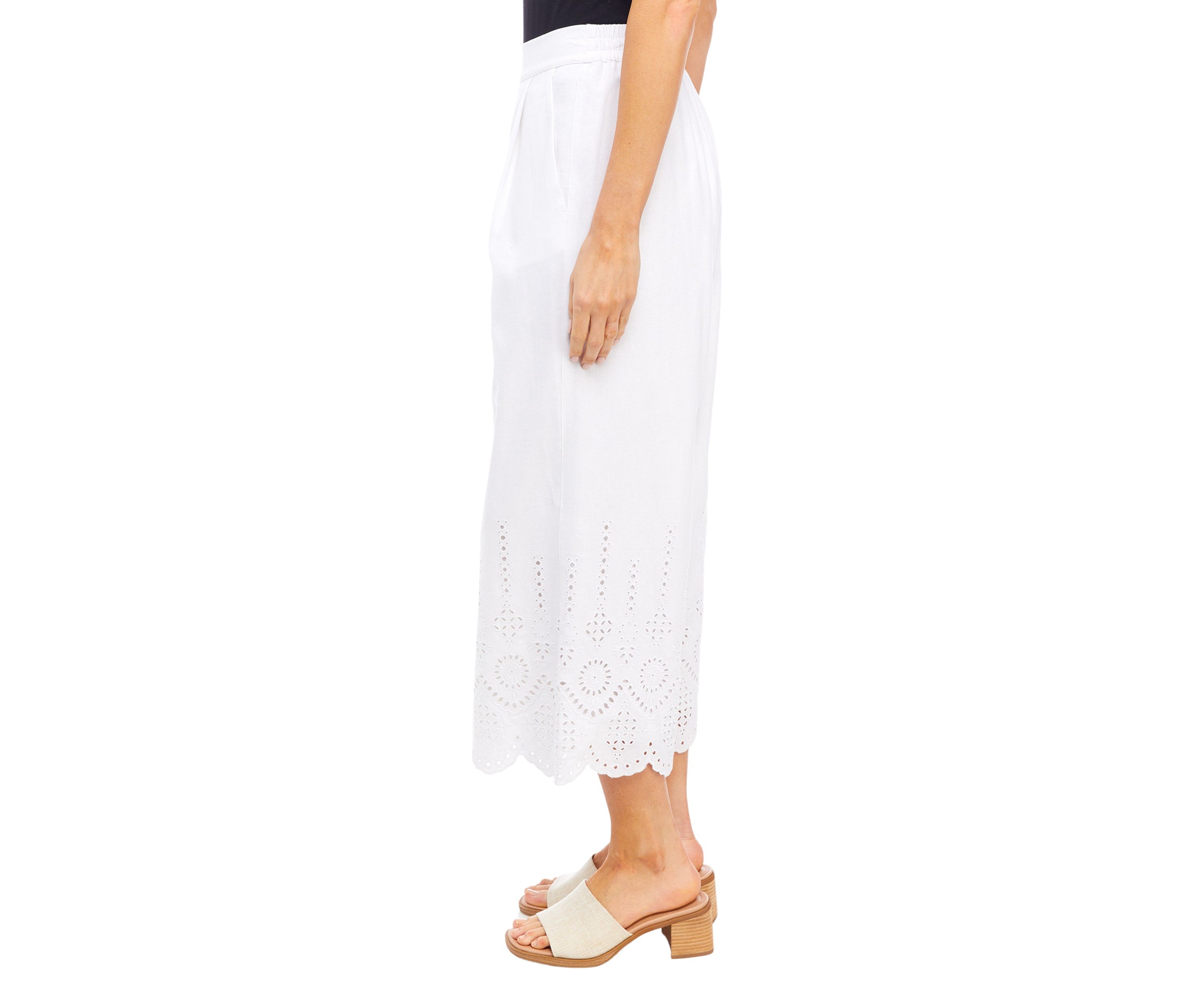 Womens Scallop Hem Wide Leg Pants