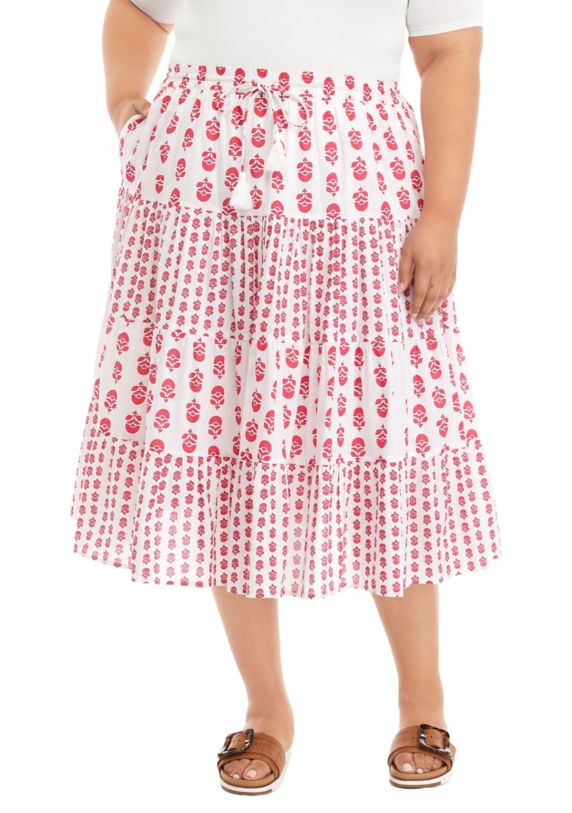 Plus Size Printed Skirt