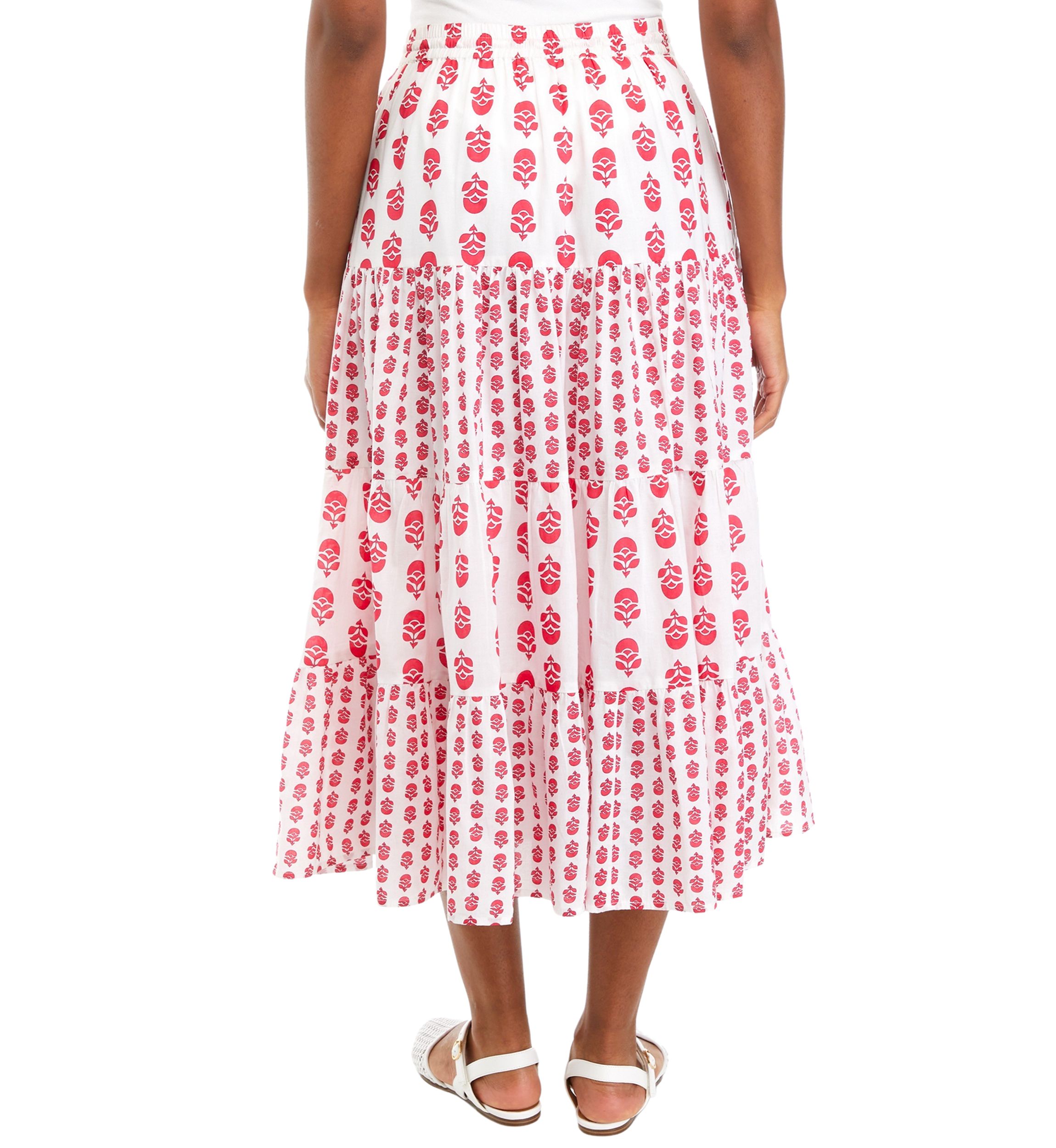 Womens Mixed Print Midi Skirt 