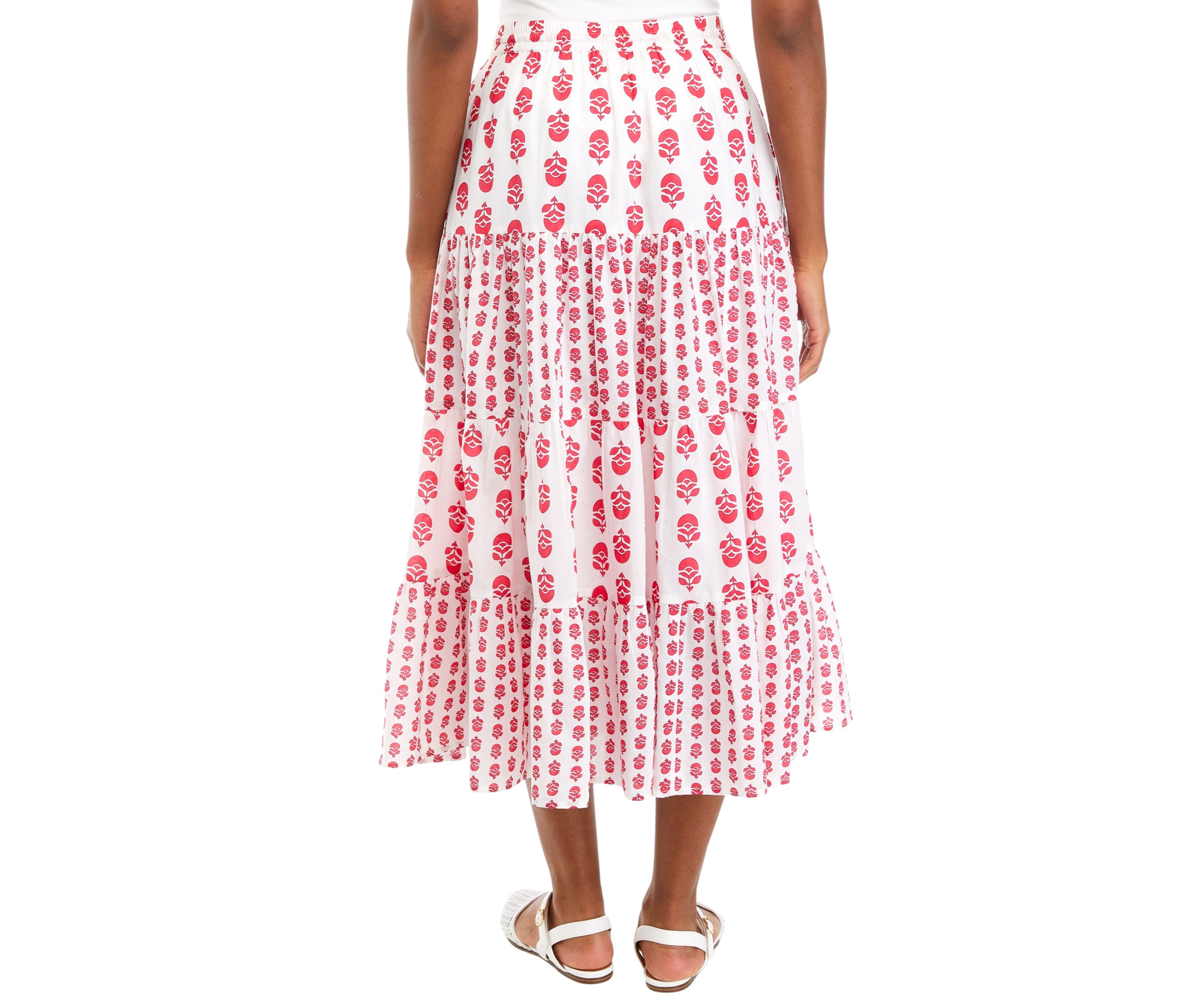 Womens Mixed Print Midi Skirt 