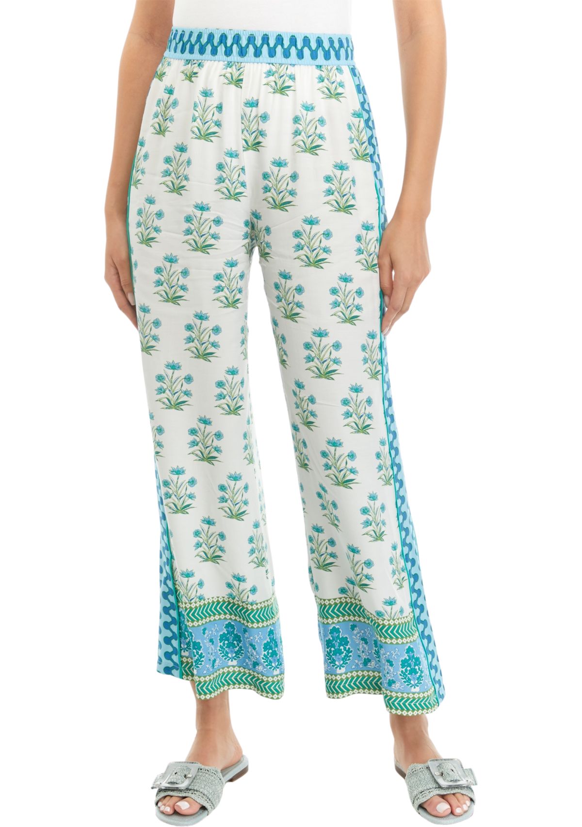 Womens Wide Leg Printed Soft Pants